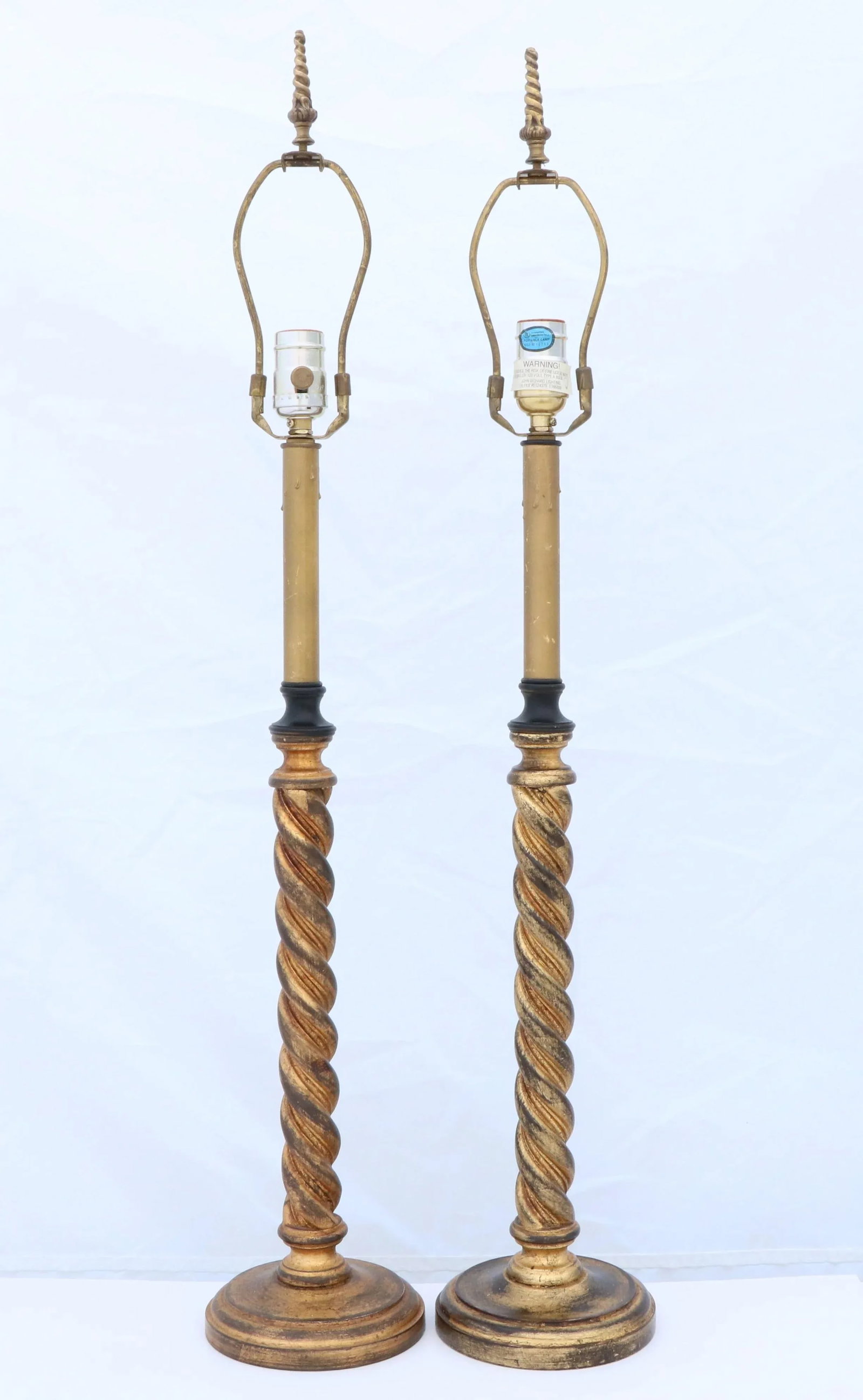 Giltwood Barley Twist Candlestick Buffet Lamps by John-Richard - a Pair - 2