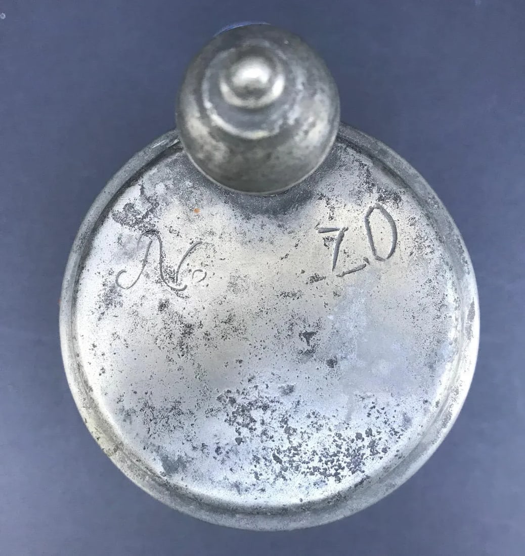 18th Century German Faience Polychrome Pewter-Mounted Tankard in Columnar Form - 5