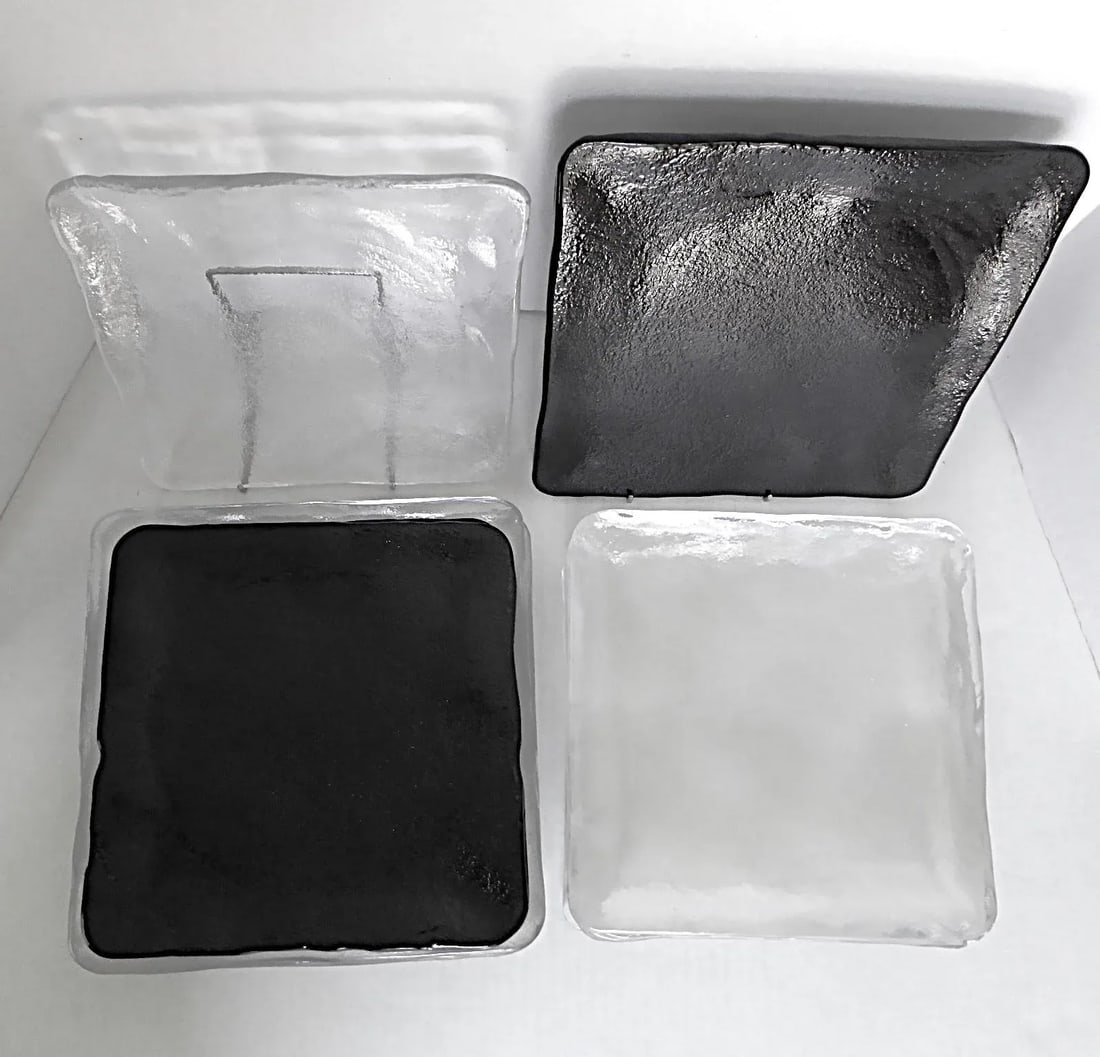1970s Vintage Sukiya Pattern by Sugahara Square Textured Solid Glass Dishes, Made in Japan- Set of 1 - 4