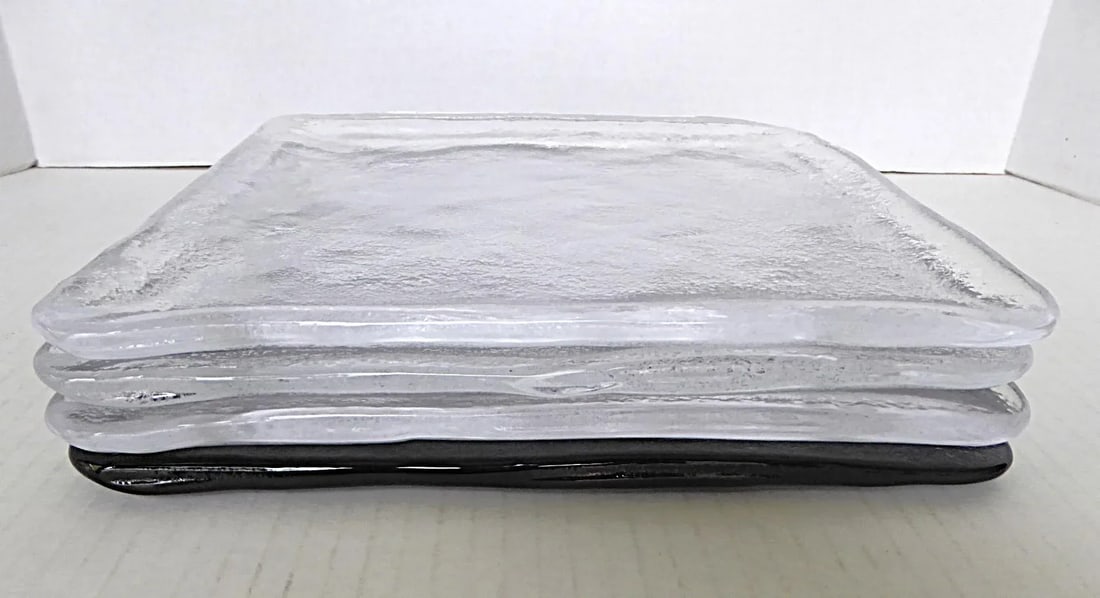 1970s Vintage Sukiya Pattern by Sugahara Square Textured Solid Glass Dishes, Made in Japan- Set of 1 - 5