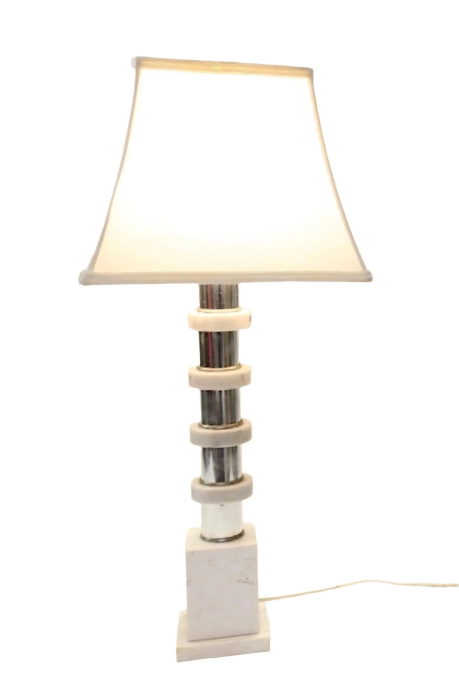 1970s Stacked Rings of Carrara Marble Table Lamp - 3