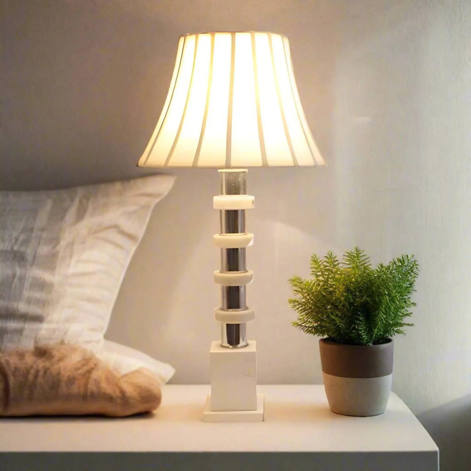 1970s Stacked Rings of Carrara Marble Table Lamp - 8