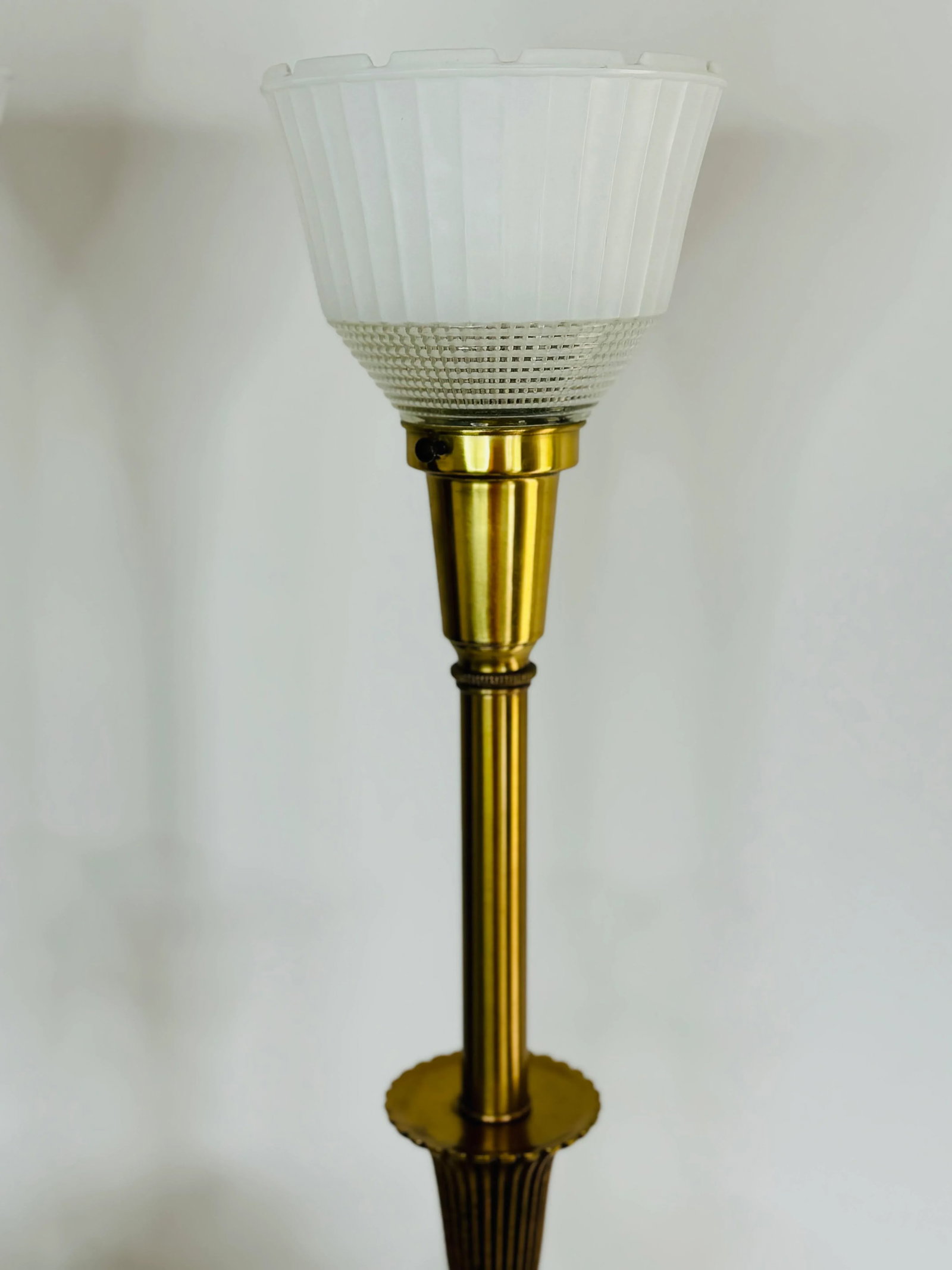 Vintage 1950s Hollywood Regency Style Brass & Ceramic Table Lamps, a Pair - 6