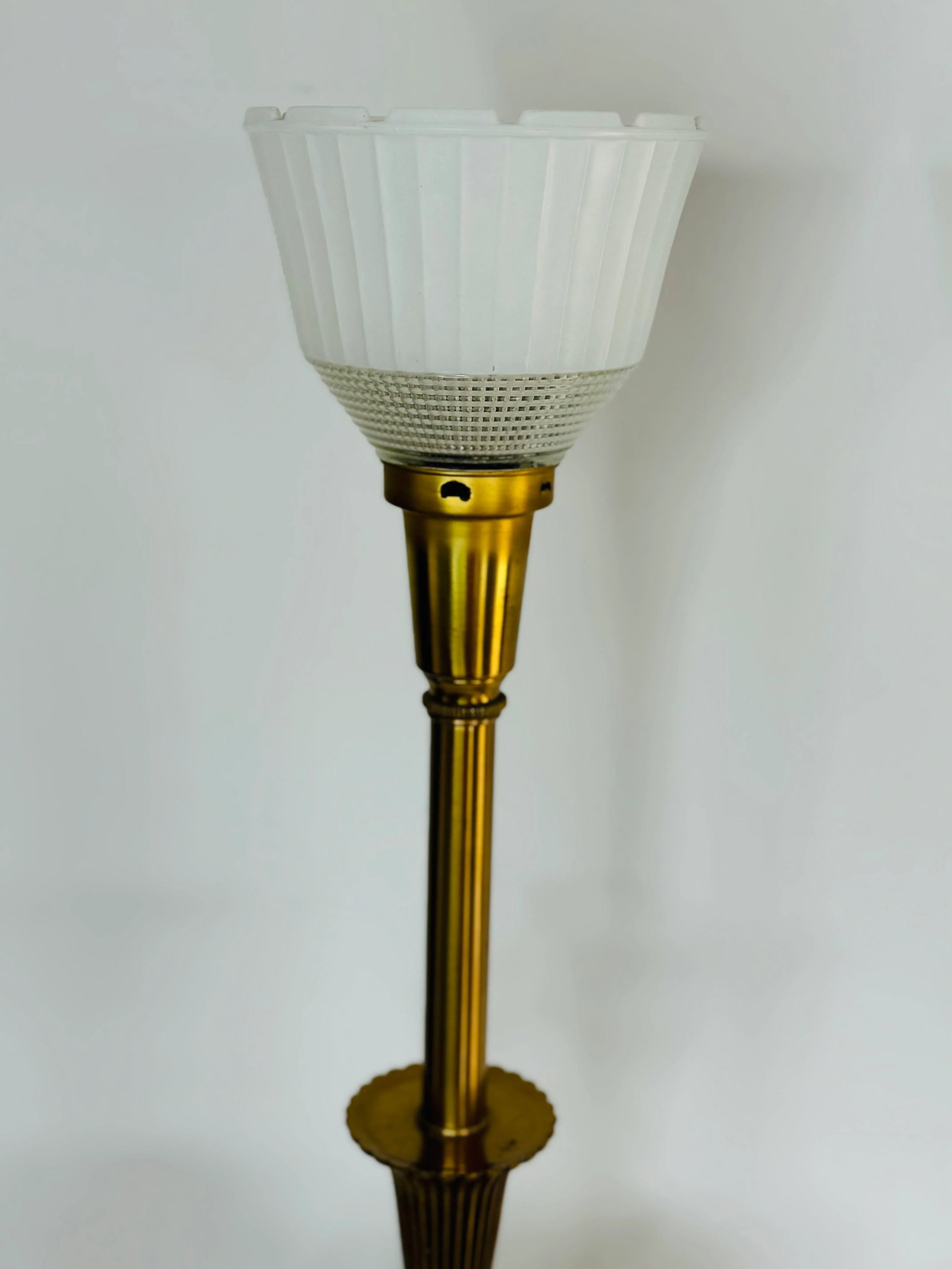 Vintage 1950s Hollywood Regency Style Brass & Ceramic Table Lamps, a Pair - 7