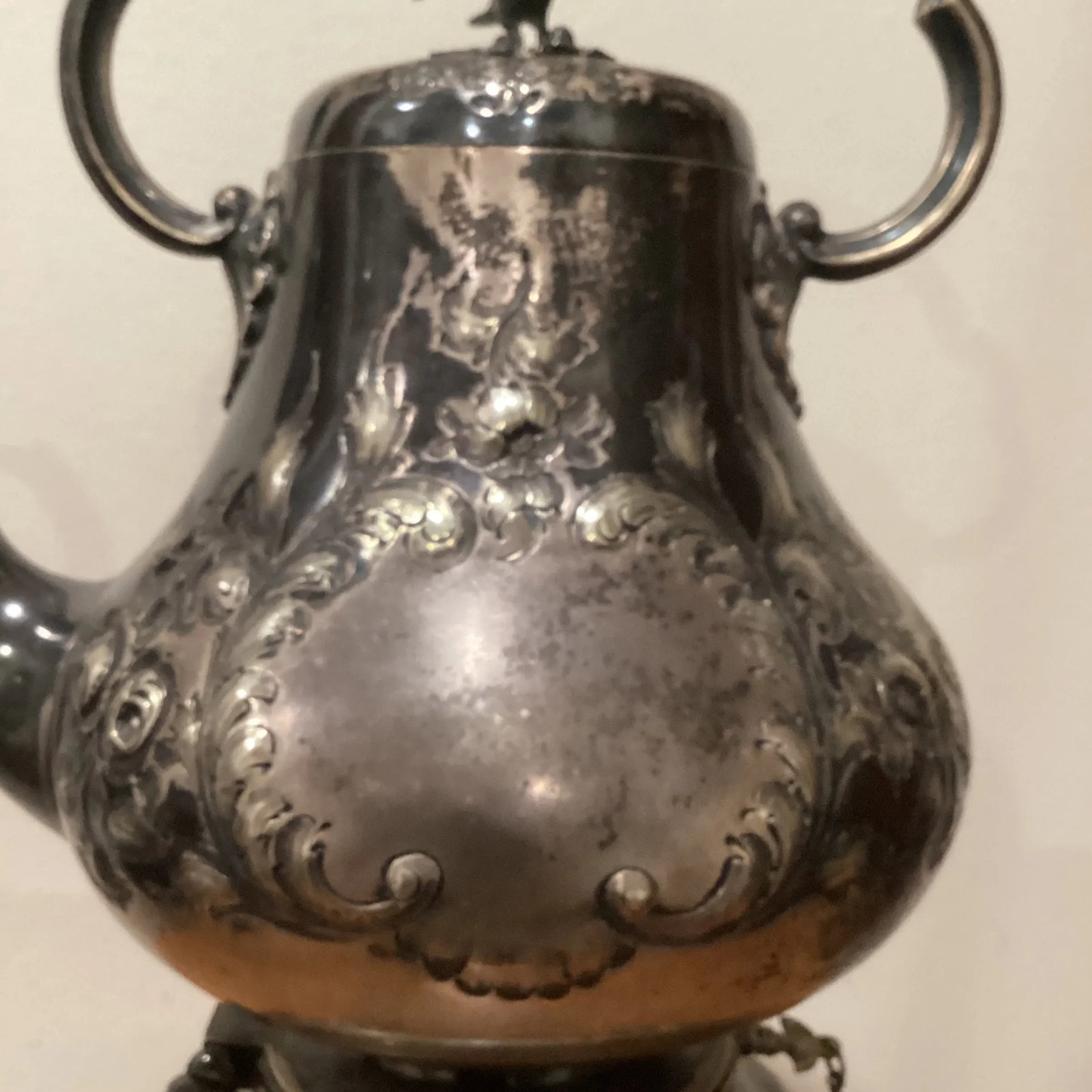 Antique Victorian Silver Plate Kettle With Original Decorative Burner Circa 1880 - 3