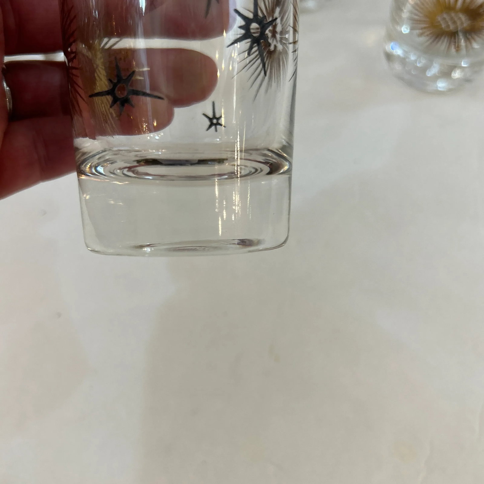 1950s Black and Gold Tapered Starburst Cocktail Drinking Glasses Set of 8 - 8