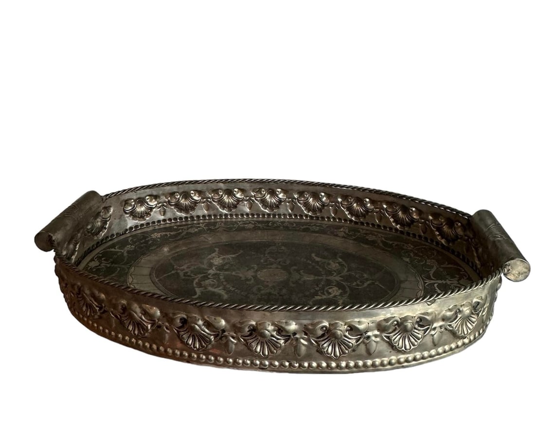 Oversized 1960s Vintage Castilian Imports Deep Silver Tray - 2