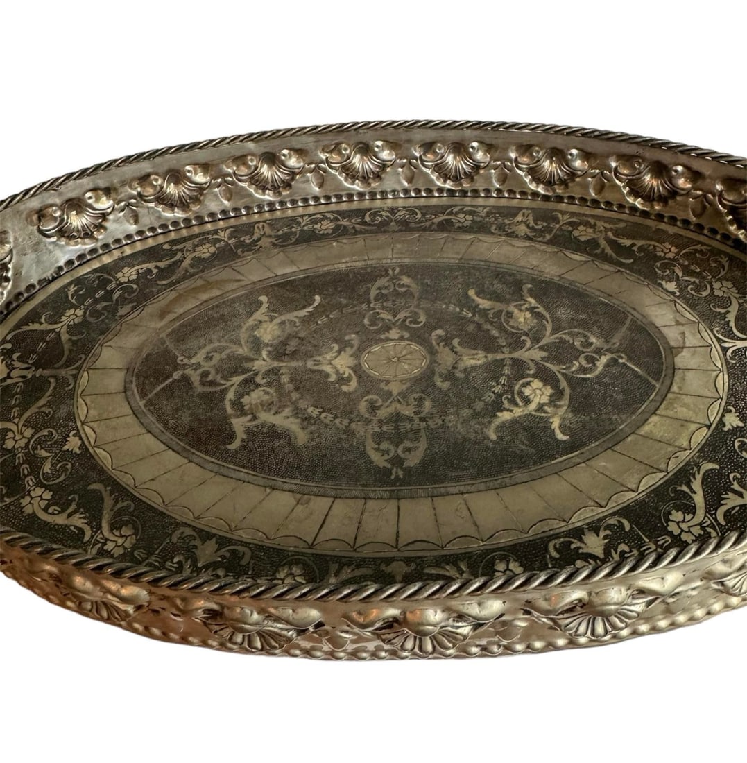 Oversized 1960s Vintage Castilian Imports Deep Silver Tray - 3
