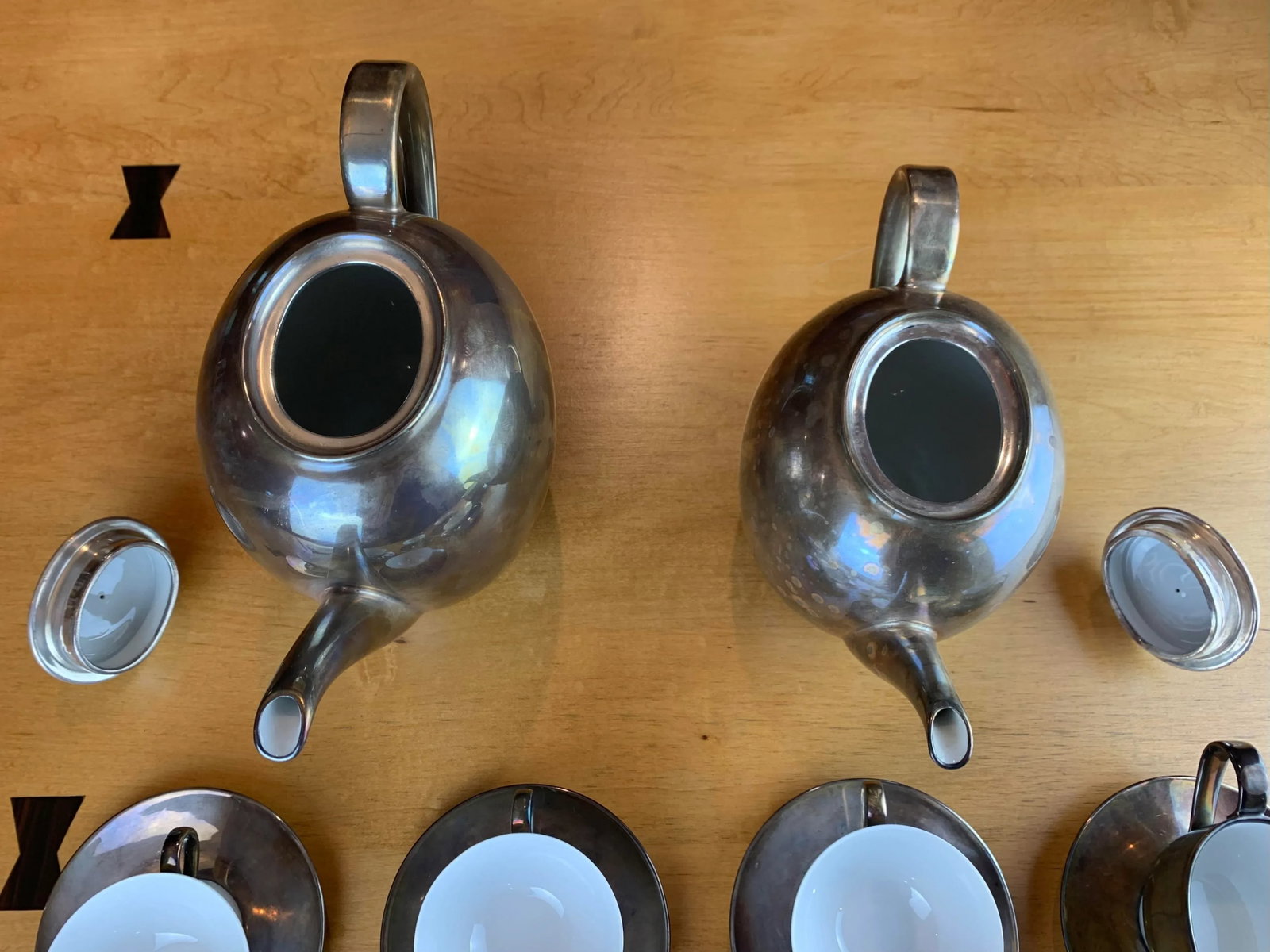 Vintage Silver-Tone Porcelain Tea Service Set- 21 Pieces - 8