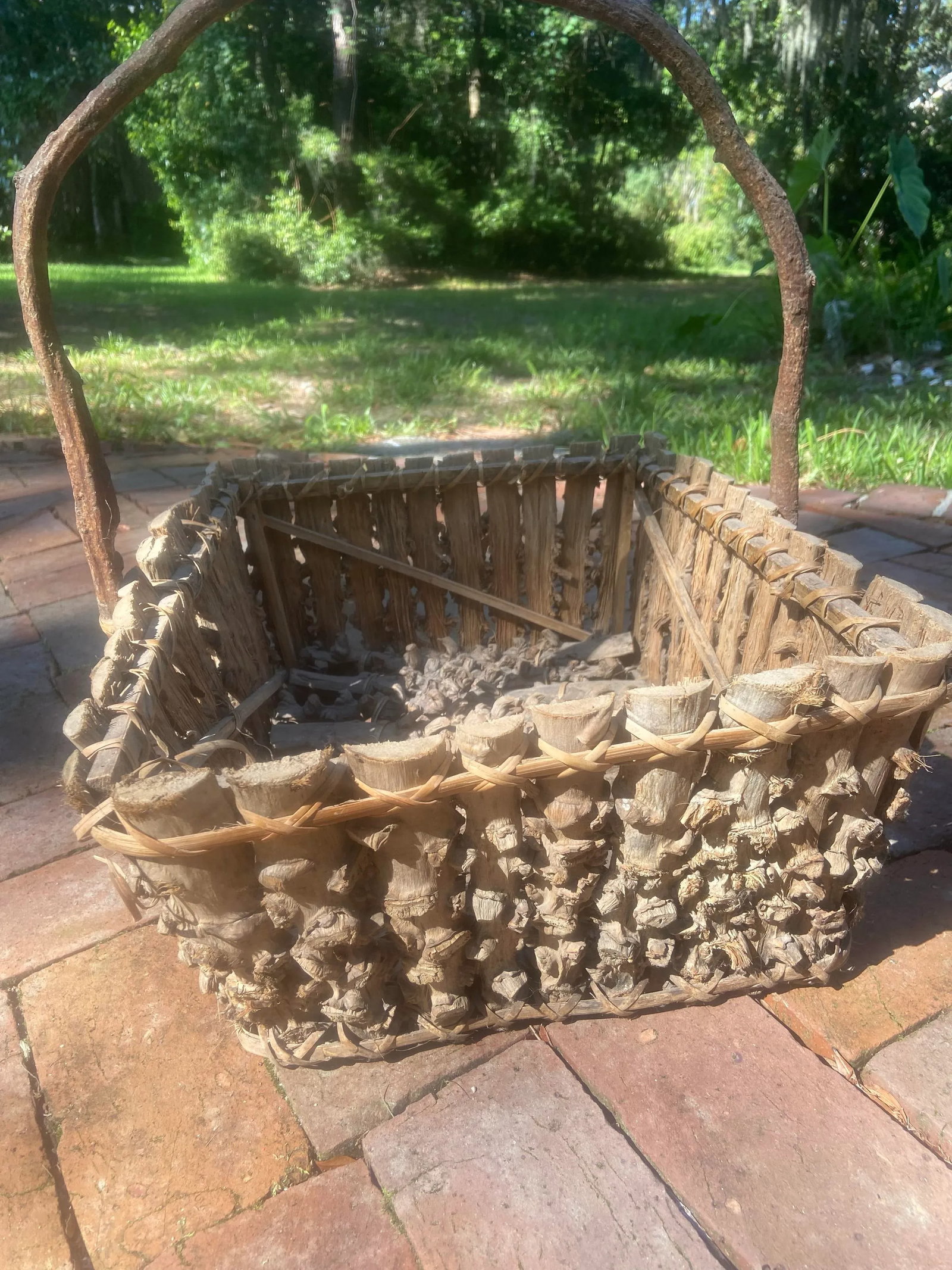 Vintage North Carolina Hand Made Twig Foraging Basket - 7