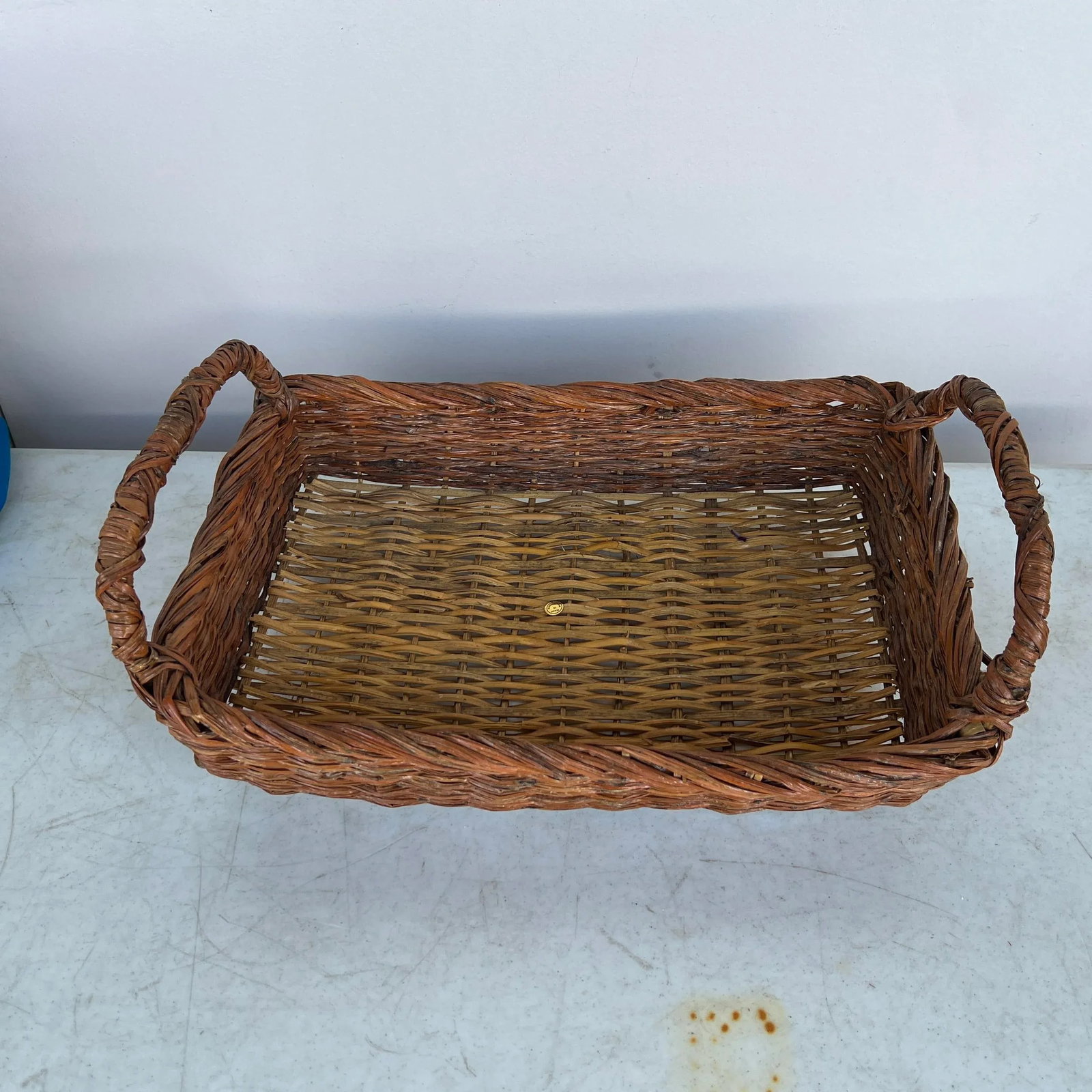 Mid 20th Century Vintage Tray Style Basket With Handles - 2