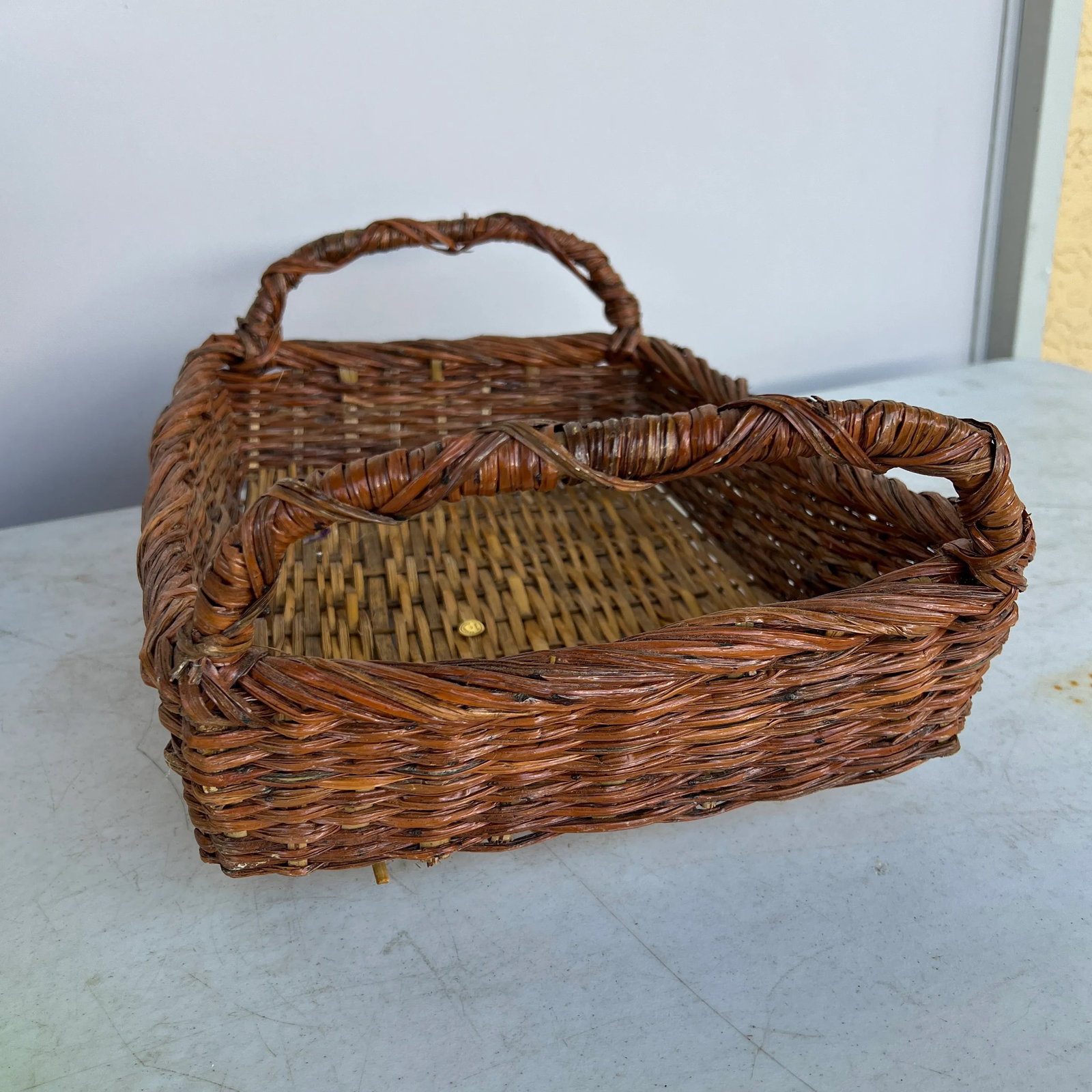 Mid 20th Century Vintage Tray Style Basket With Handles - 6