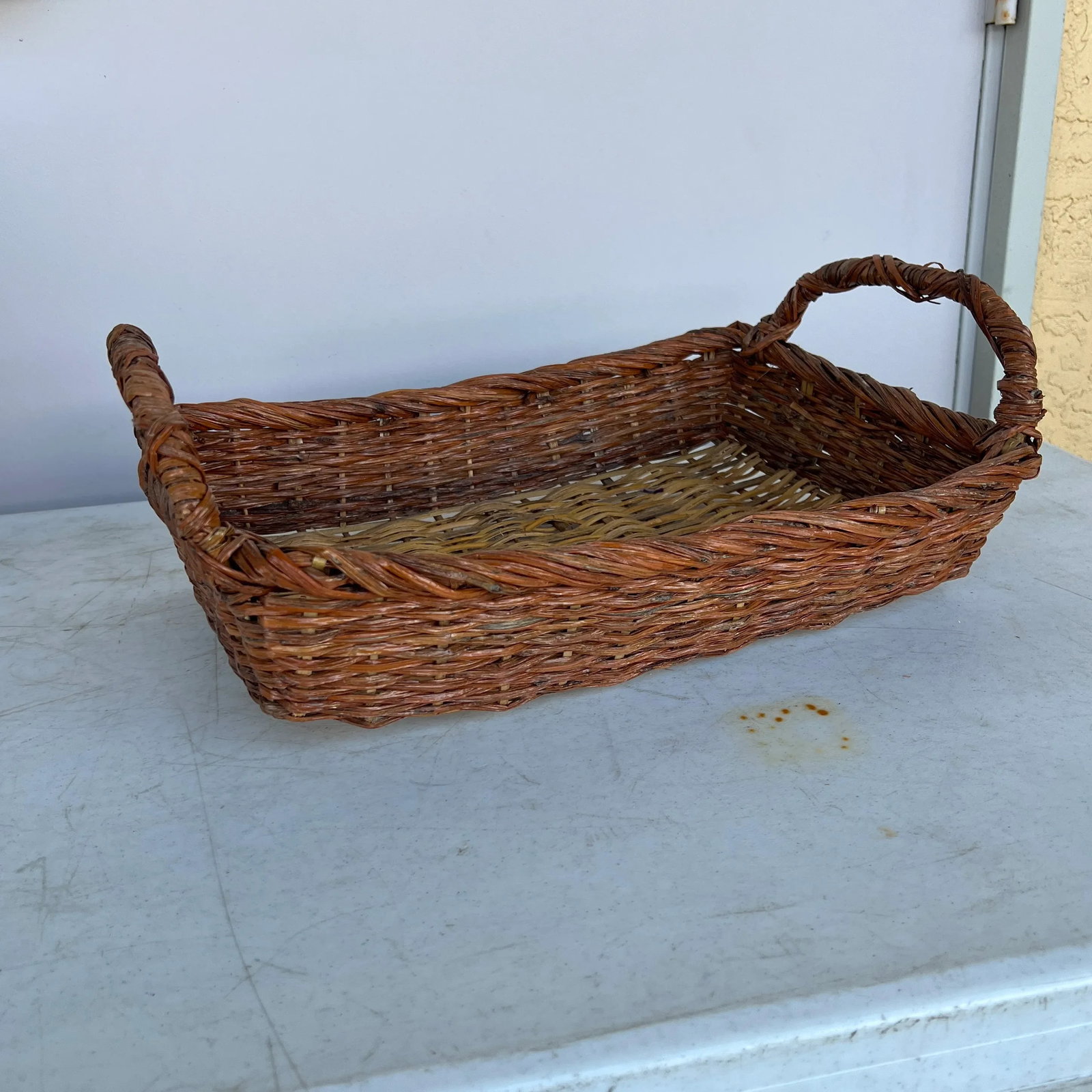 Mid 20th Century Vintage Tray Style Basket With Handles - 7