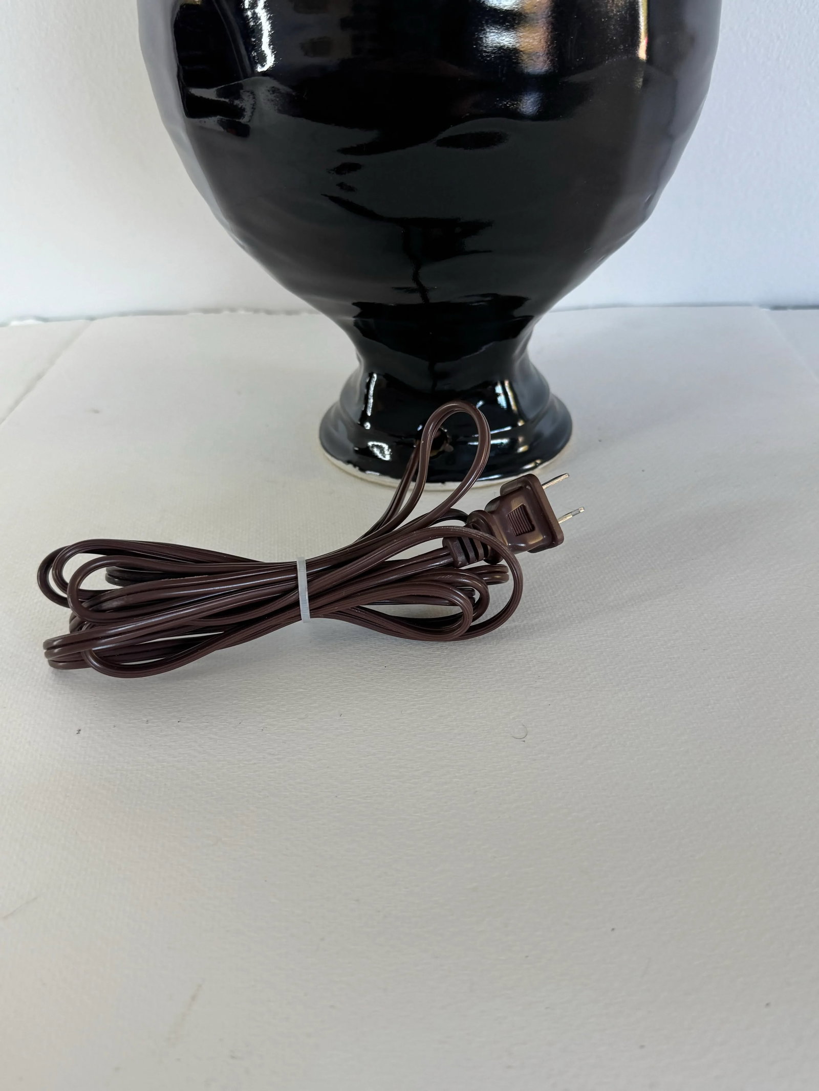Allan Ditton Studio Art Pottery Drip Glaze Brown Table Lamp - 4