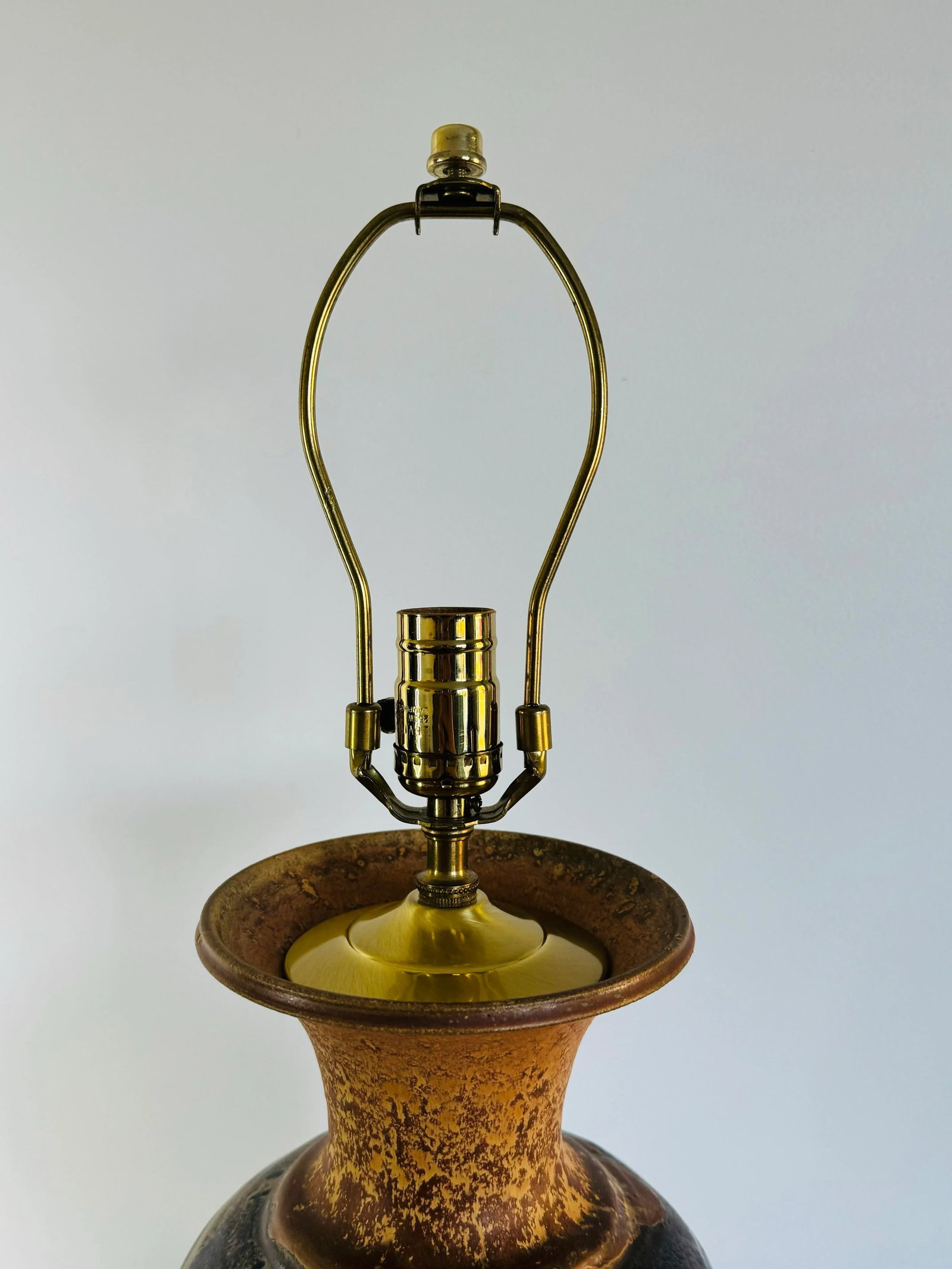 Allan Ditton Studio Art Pottery Drip Glaze Brown Table Lamp - 5