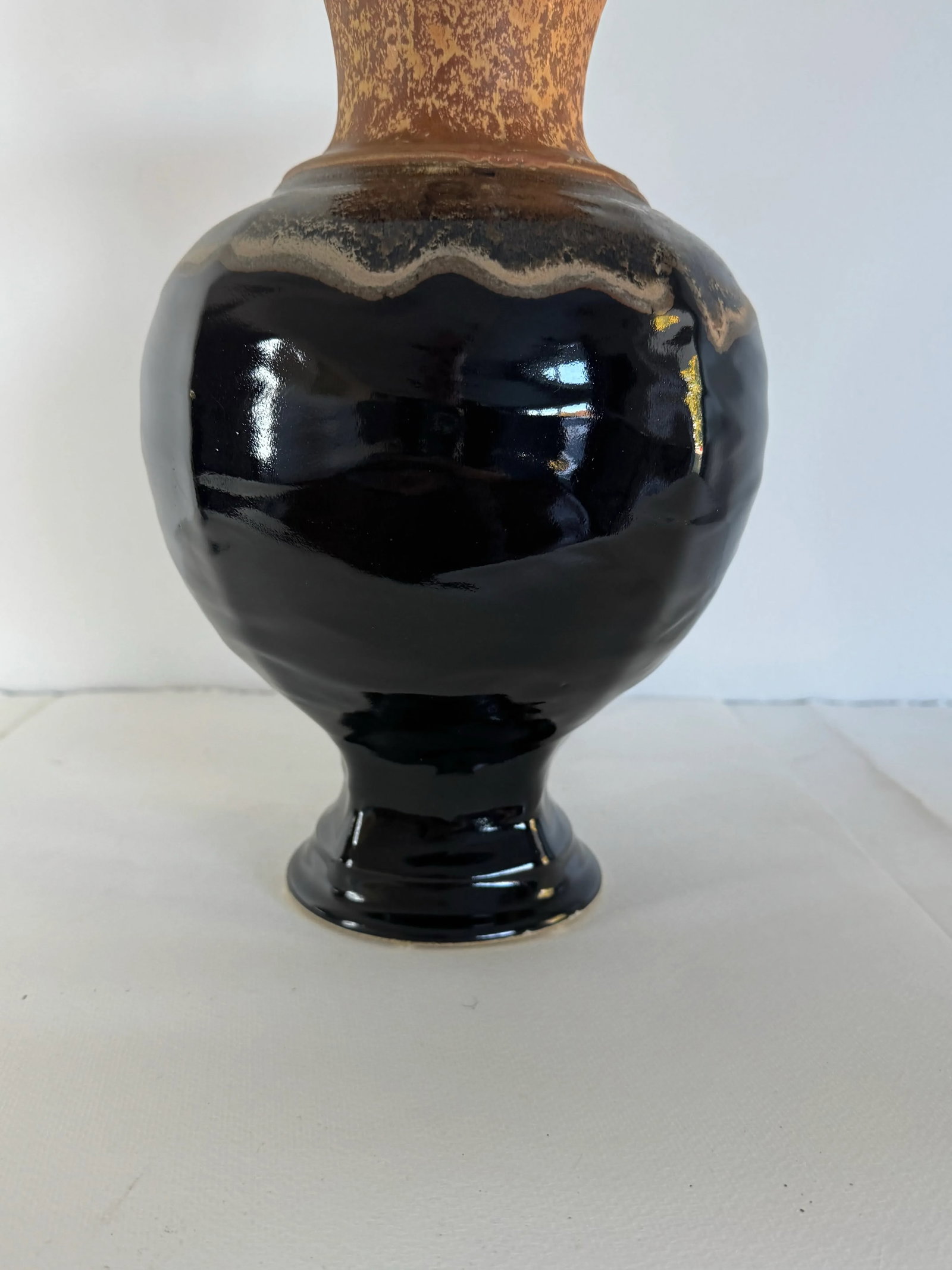 Allan Ditton Studio Art Pottery Drip Glaze Brown Table Lamp - 6