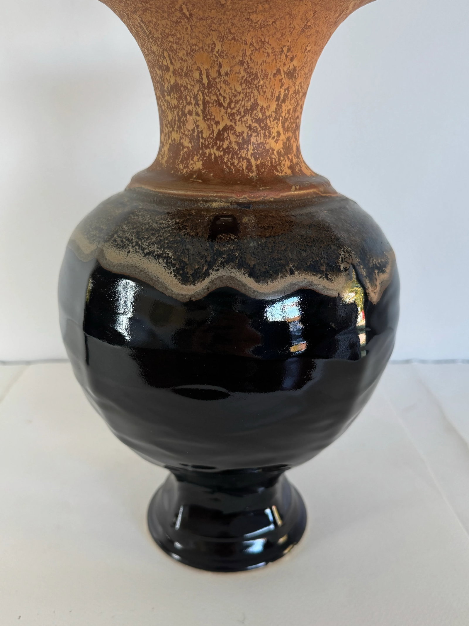 Allan Ditton Studio Art Pottery Drip Glaze Brown Table Lamp - 7
