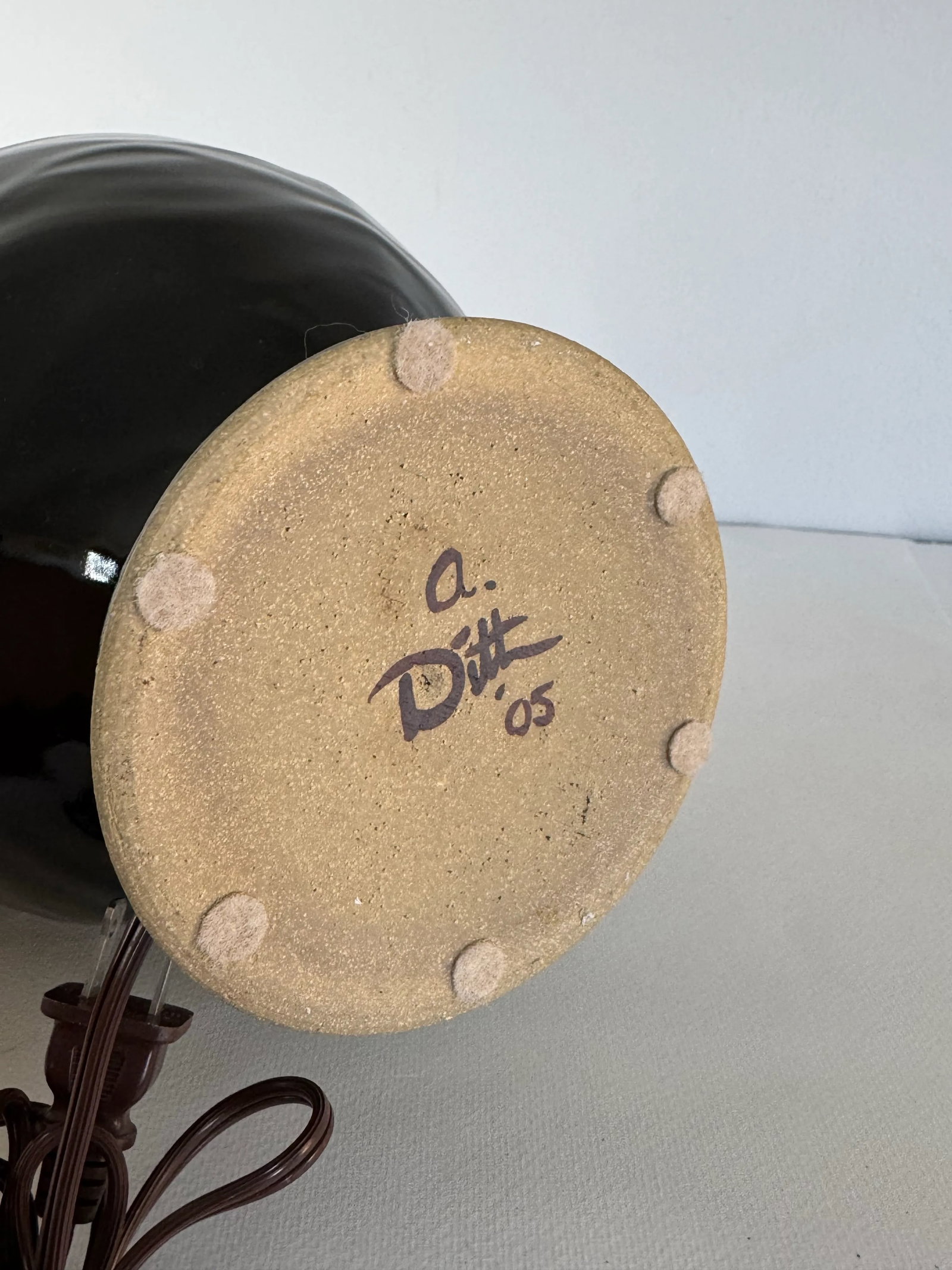 Allan Ditton Studio Art Pottery Drip Glaze Brown Table Lamp - 9