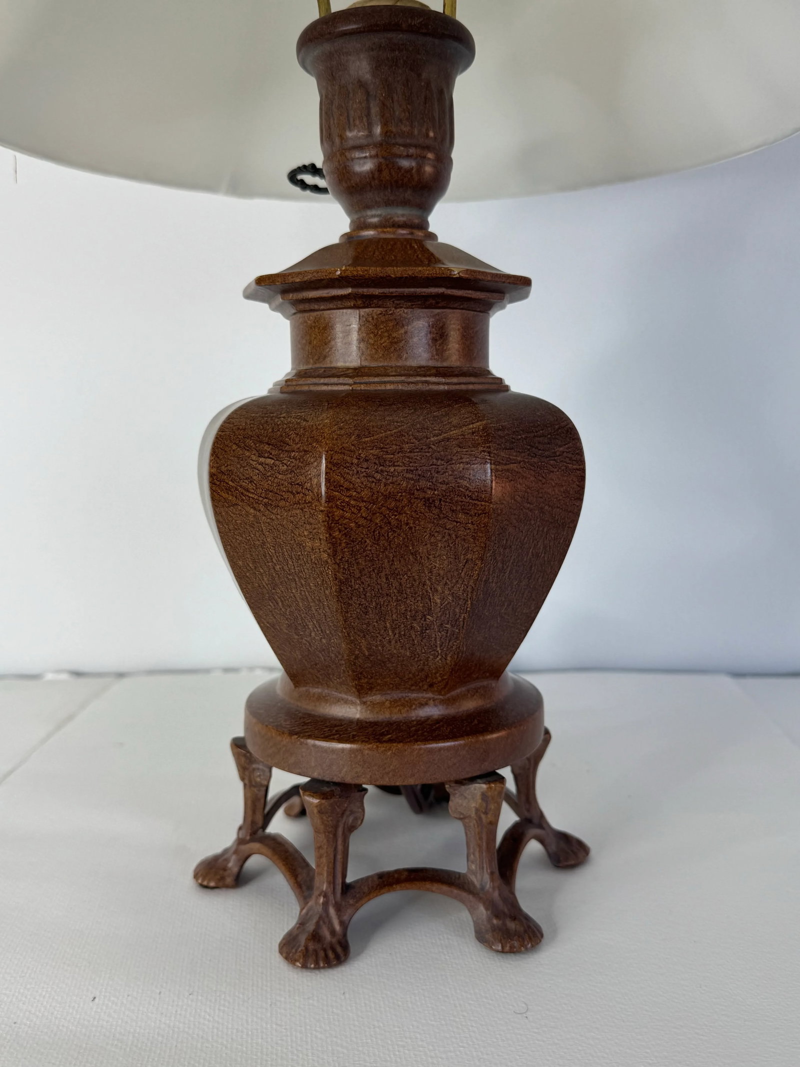 Bronze Footed Small Table Lamp With Quoizel Shade - 2