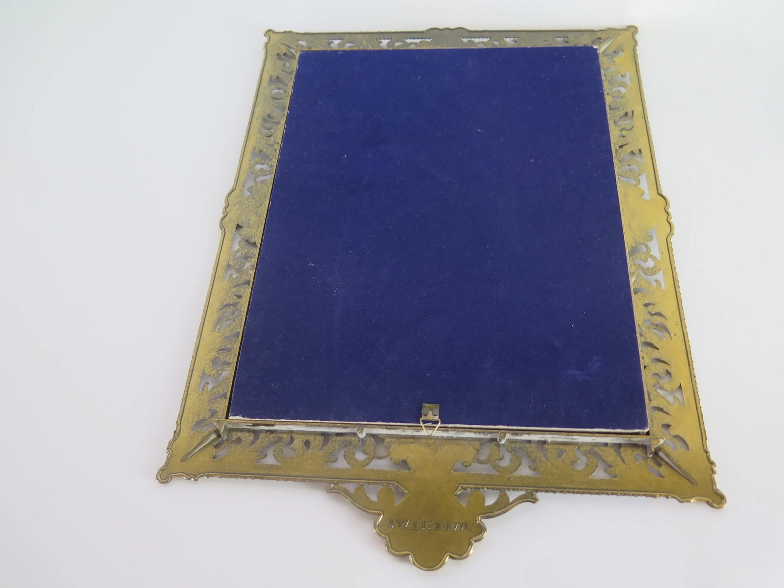 Heavy Italian Brass Filigree Hollywood Regency Domed Glass Picture Frame - 4
