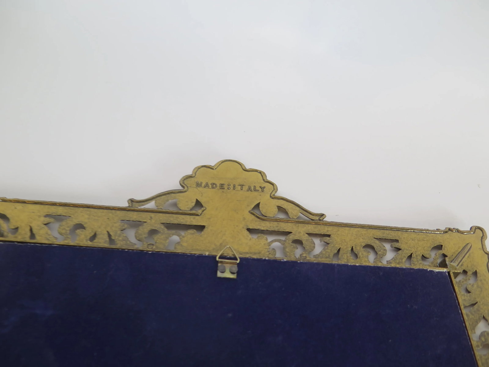 Heavy Italian Brass Filigree Hollywood Regency Domed Glass Picture Frame - 5