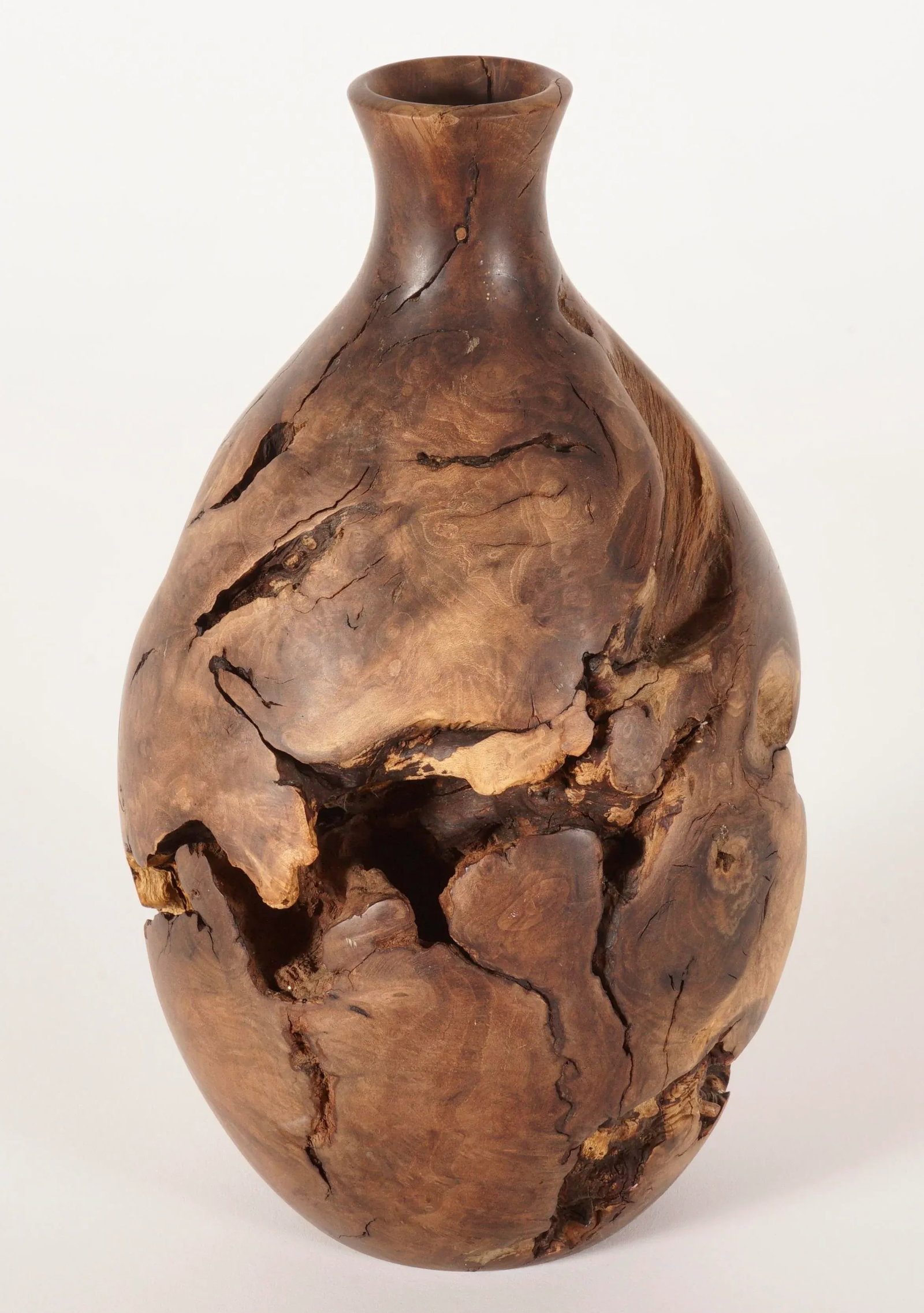 1980s Hand Turn Burlwood Vase - 2