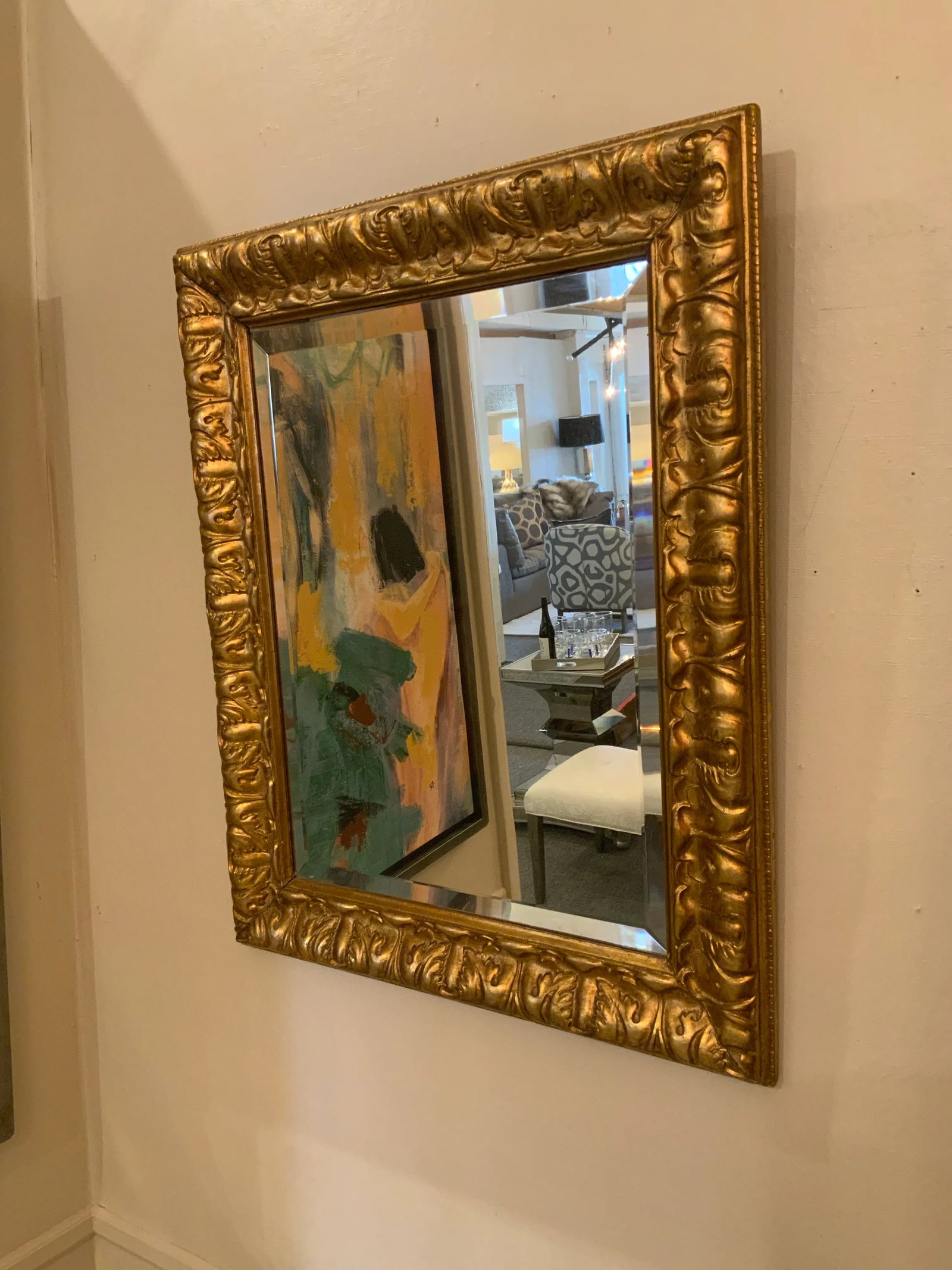 1970s Gold Frame Mirror - 6