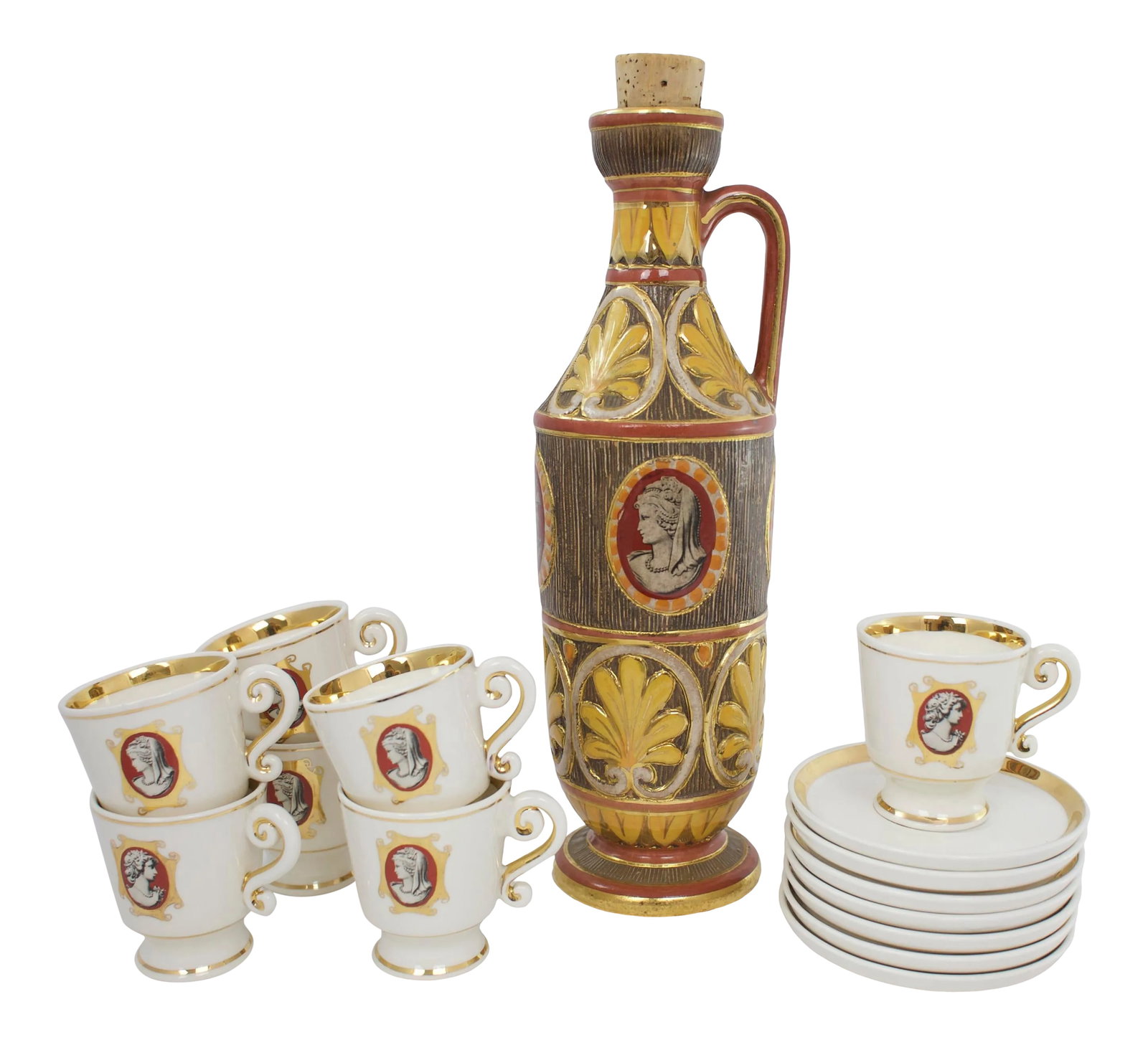 Mid-Century Deruta Pottery Drinkware - a Set of 15 (1 of 12)