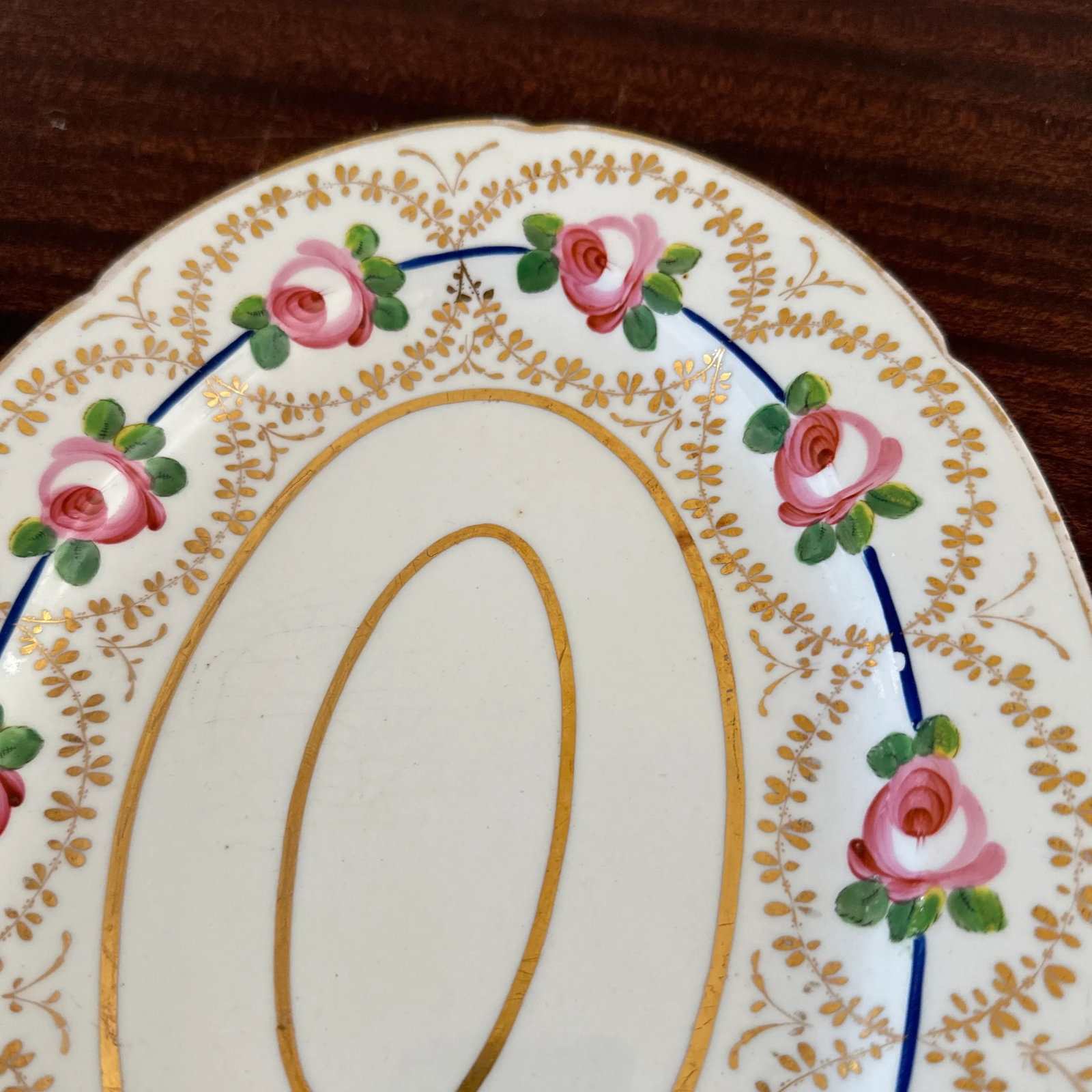 Early 19th Century Coalport Pink Rose Porcelain Platters- a Pair - 5