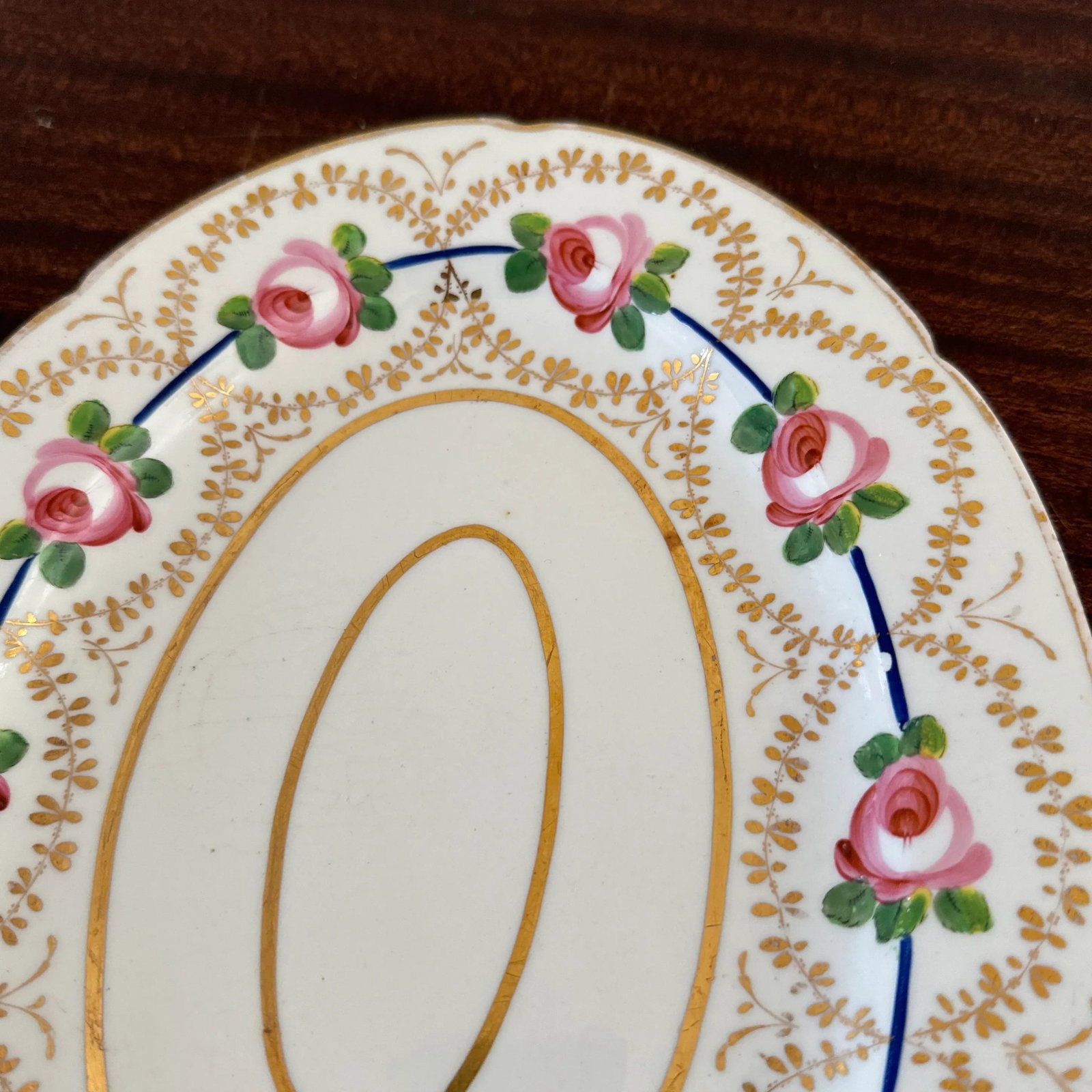 Early 19th Century Coalport Pink Rose Porcelain Platters- a Pair - 6