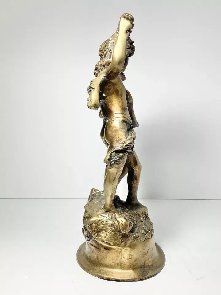 Antique 1900s Art Nouveau Auguste Moreau-Style "Young Lovers" Bronze Statue - 2