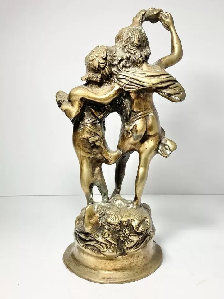 Antique 1900s Art Nouveau Auguste Moreau-Style "Young Lovers" Bronze Statue - 3