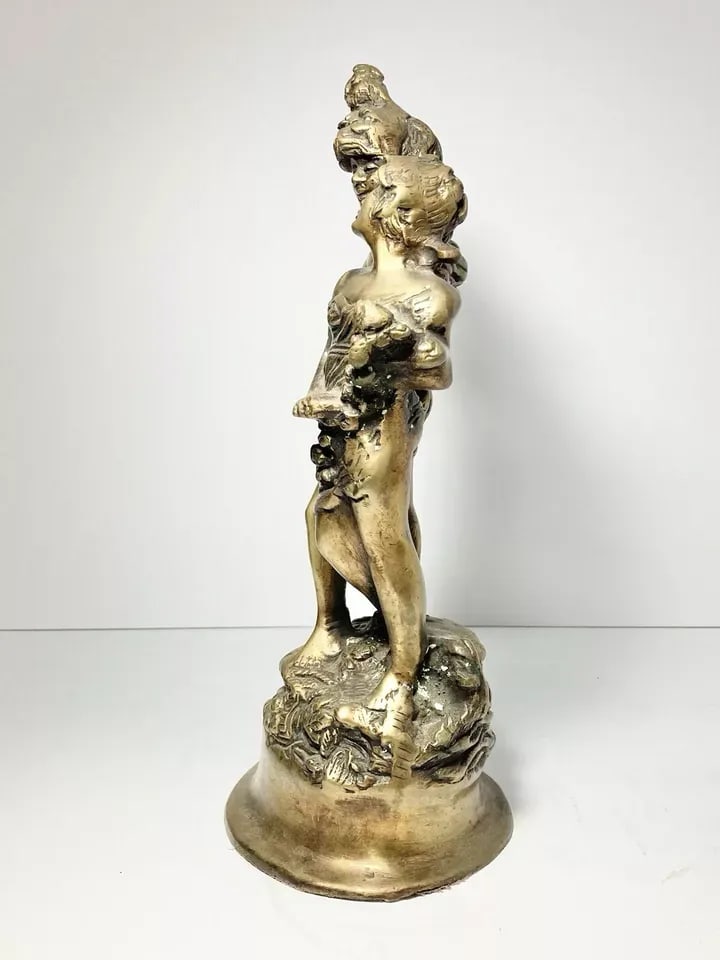 Antique 1900s Art Nouveau Auguste Moreau-Style "Young Lovers" Bronze Statue - 4