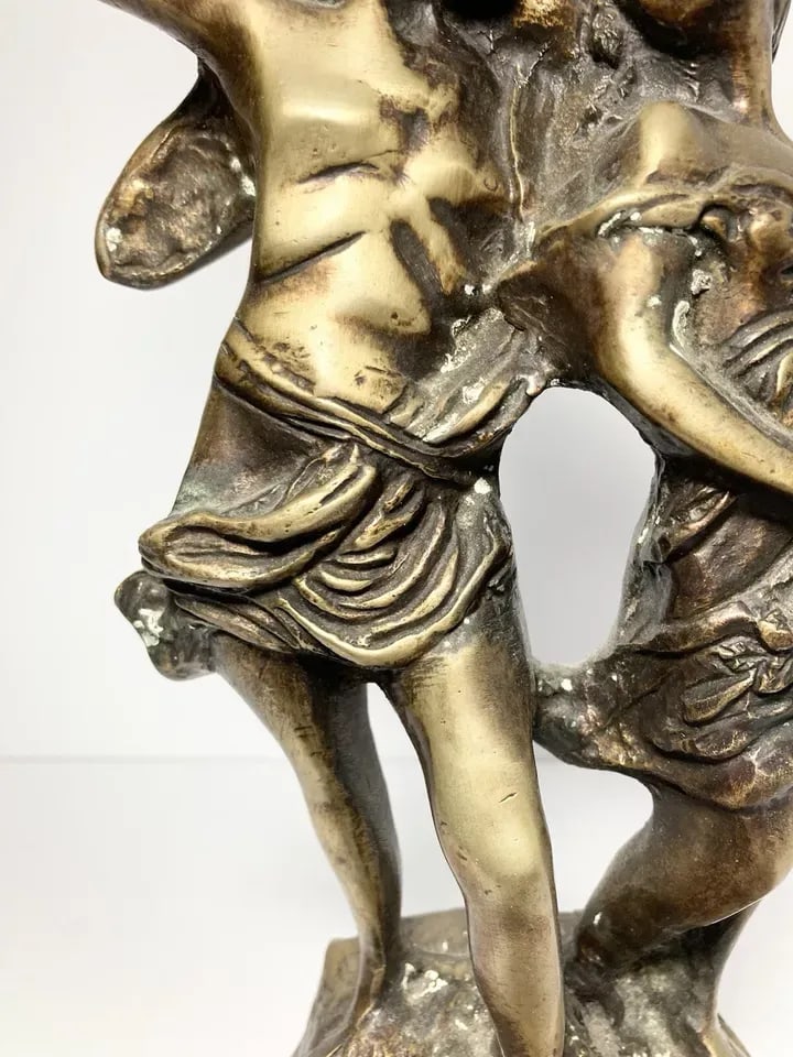Antique 1900s Art Nouveau Auguste Moreau-Style "Young Lovers" Bronze Statue - 8