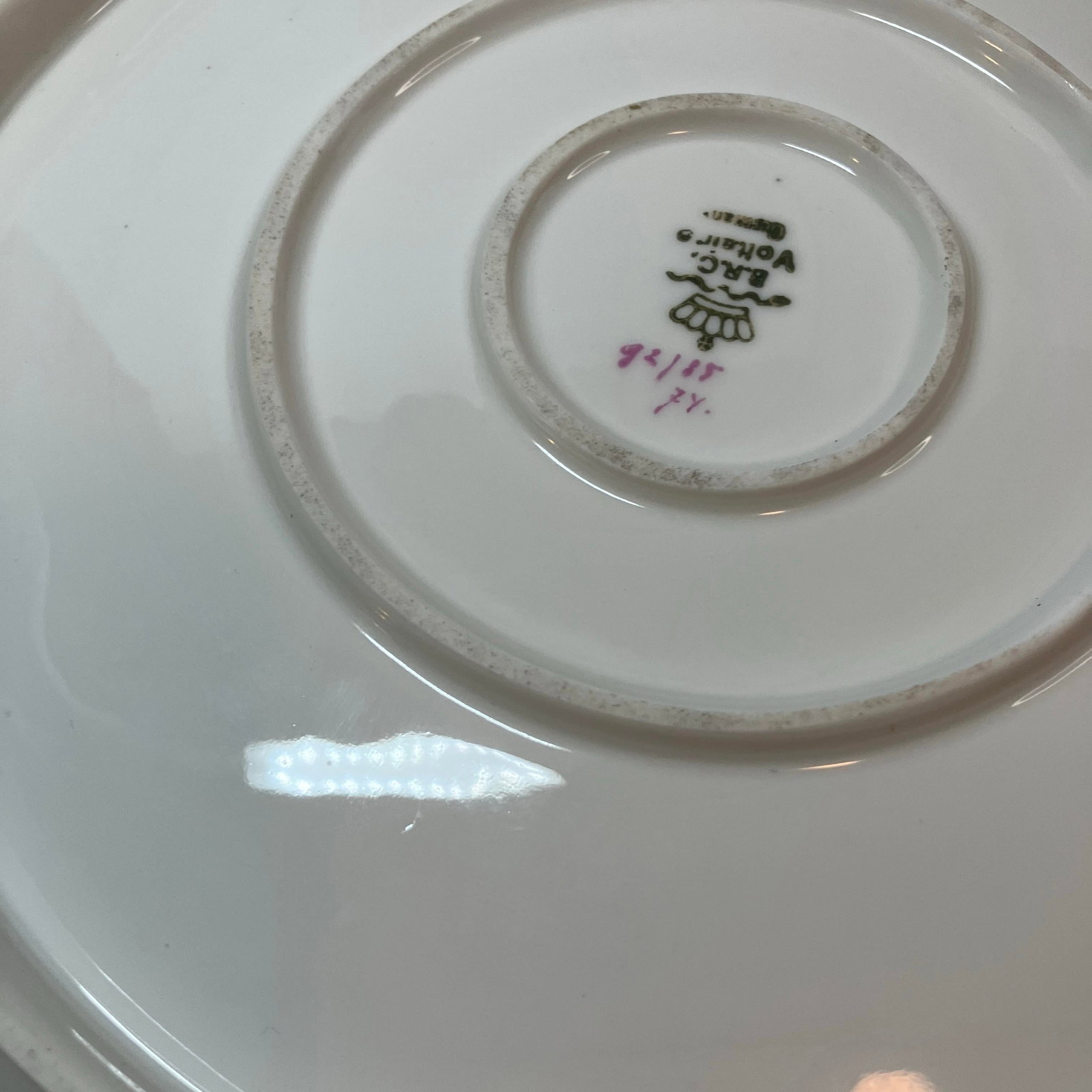 Antique Brc Voltaire Germany (Rosenthal) Green Floral Scalloped Master Bowl - 10