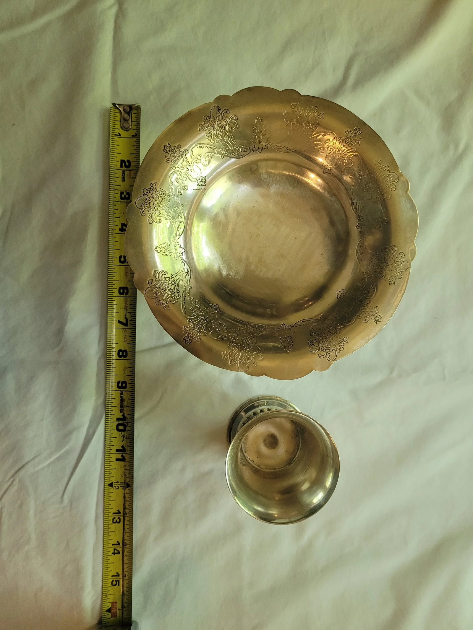 Antique Indian Silverplate Compote Dish With Ornate Stand & Matching Cup - 2