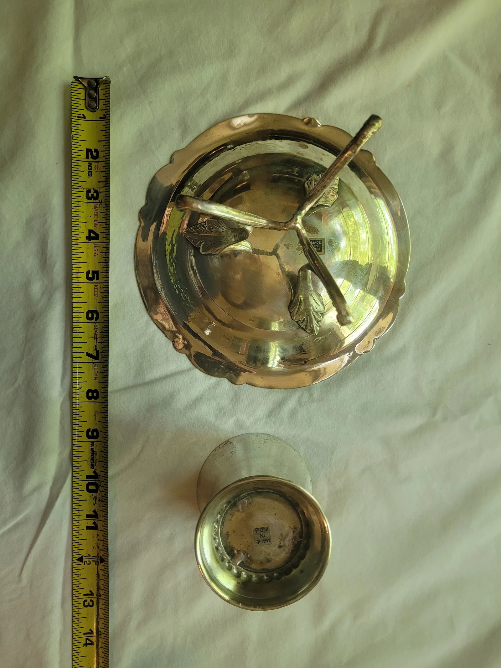 Antique Indian Silverplate Compote Dish With Ornate Stand & Matching Cup - 4
