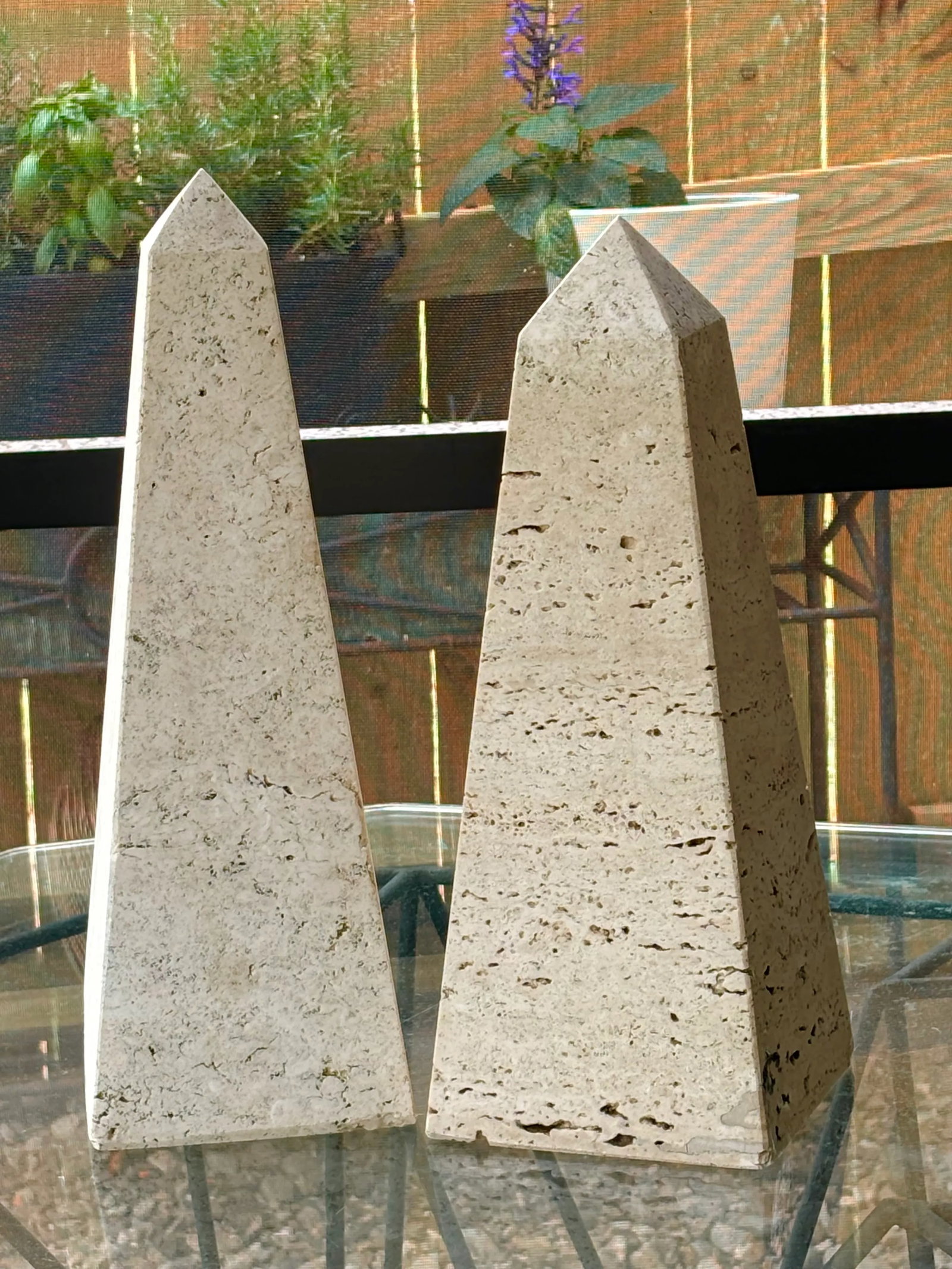 Vintage Italian Monumental Travertine Obelisks for Raymor - a Pair - 10