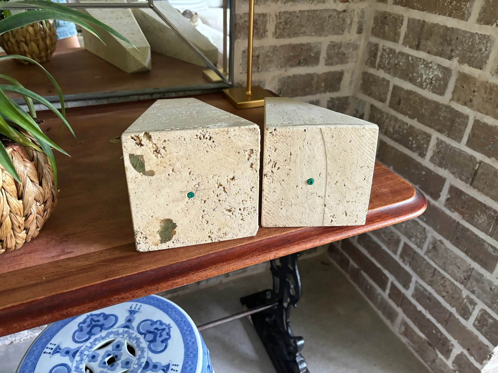 Vintage Italian Monumental Travertine Obelisks for Raymor - a Pair - 11