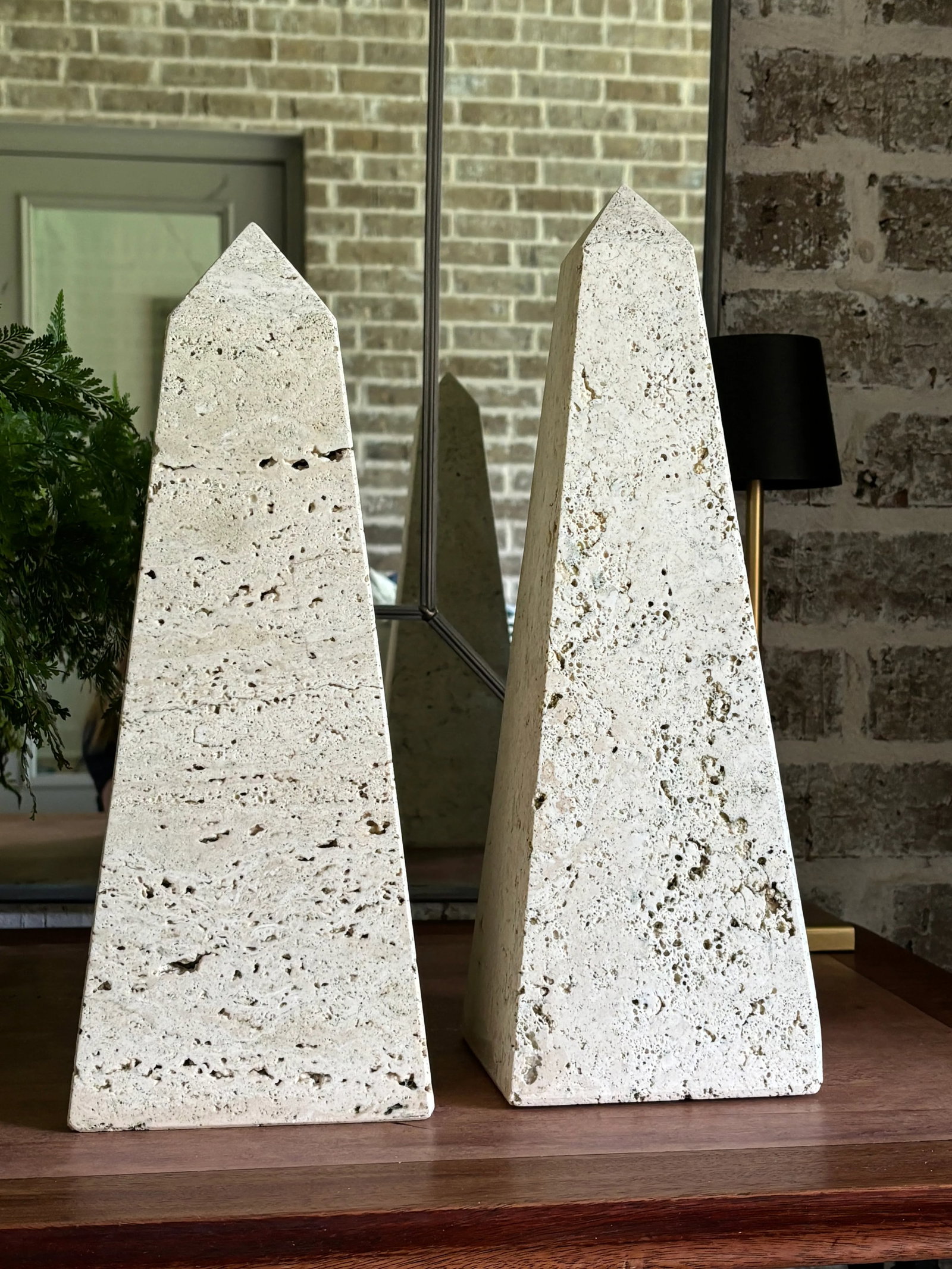 Vintage Italian Monumental Travertine Obelisks for Raymor - a Pair - 6
