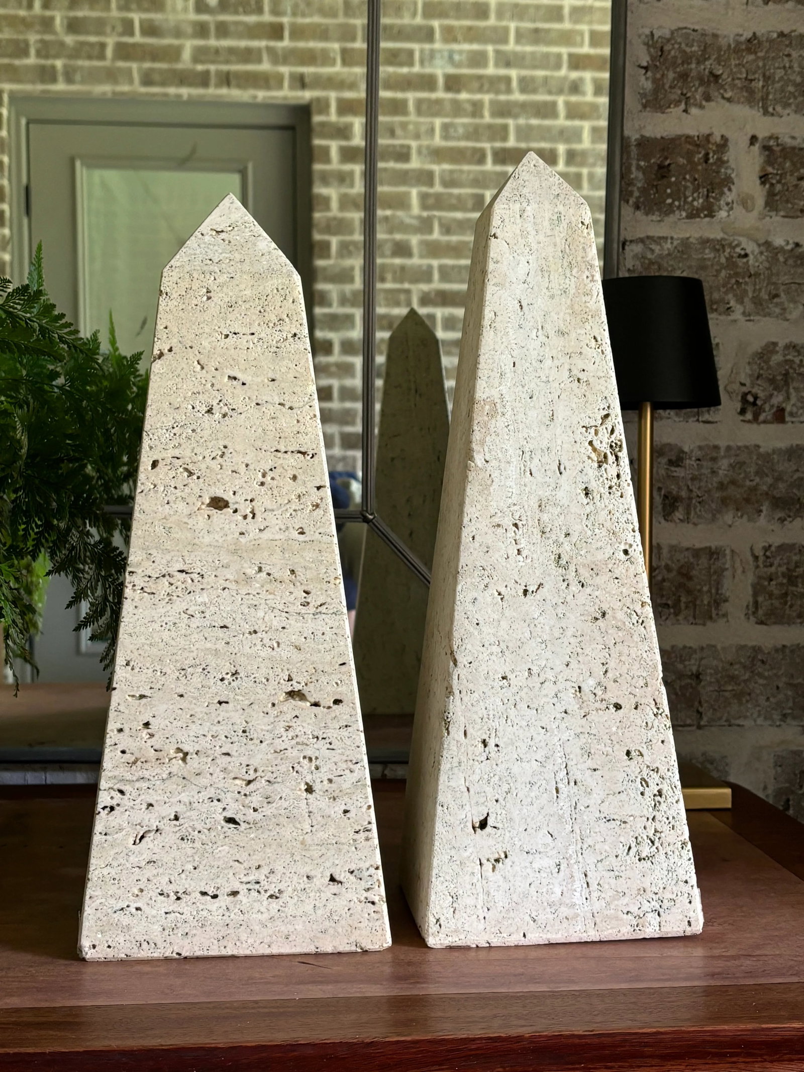 Vintage Italian Monumental Travertine Obelisks for Raymor - a Pair - 7