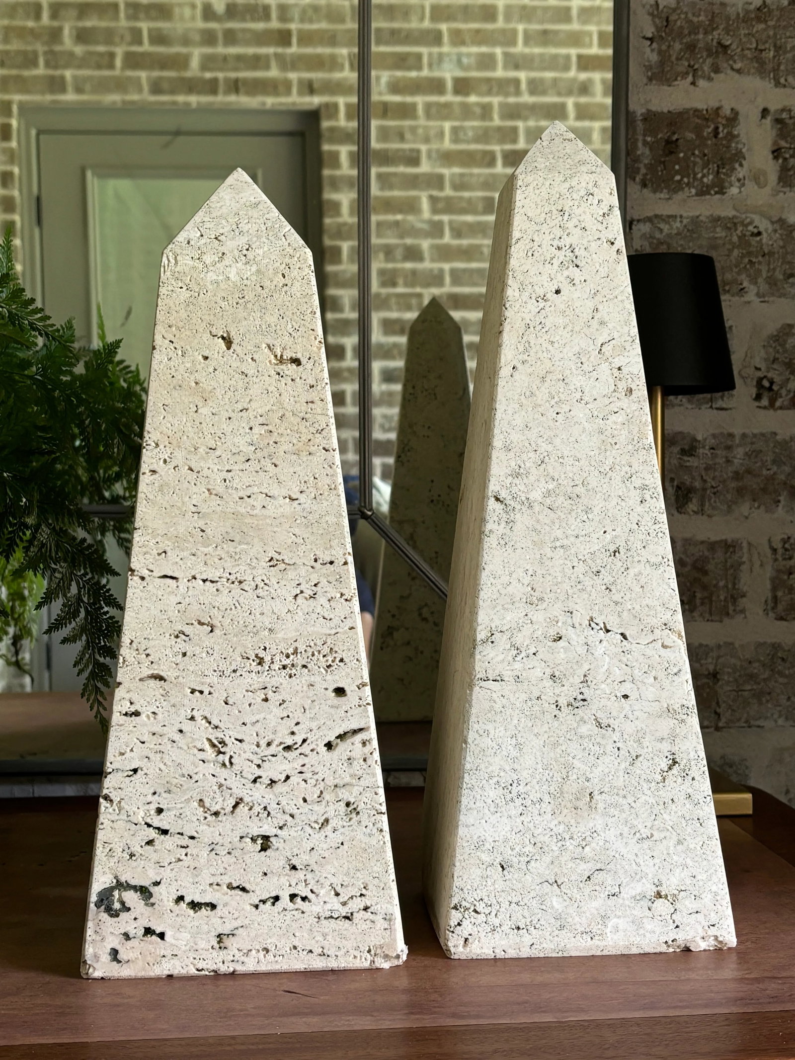 Vintage Italian Monumental Travertine Obelisks for Raymor - a Pair - 8