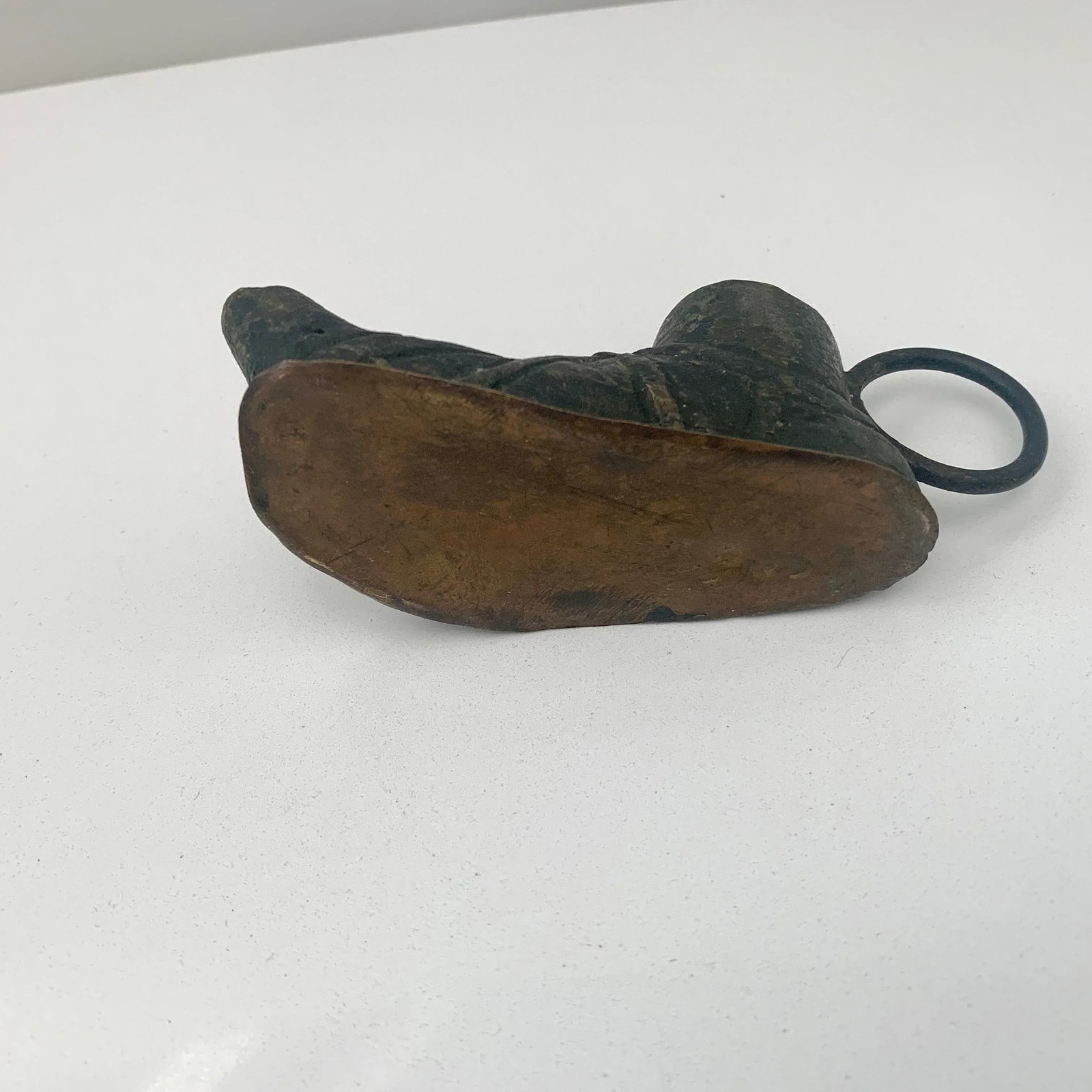 Antique Cast Iron Oil Lamp in the Shape of a Foot - 2