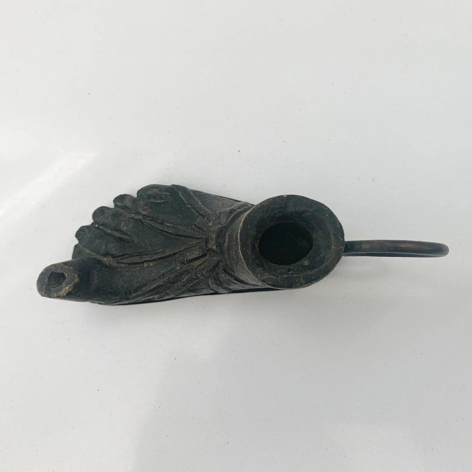 Antique Cast Iron Oil Lamp in the Shape of a Foot - 5
