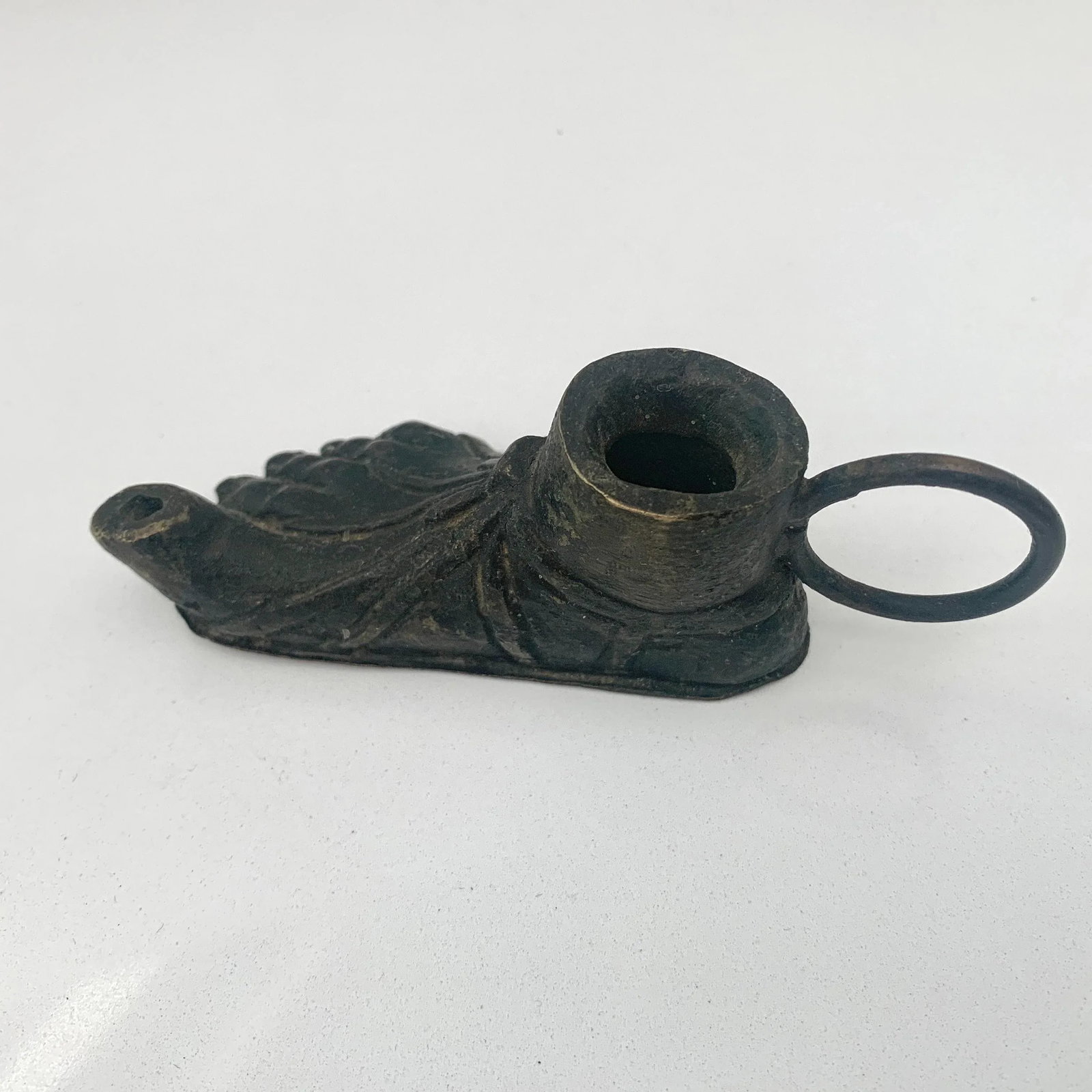 Antique Cast Iron Oil Lamp in the Shape of a Foot - 6
