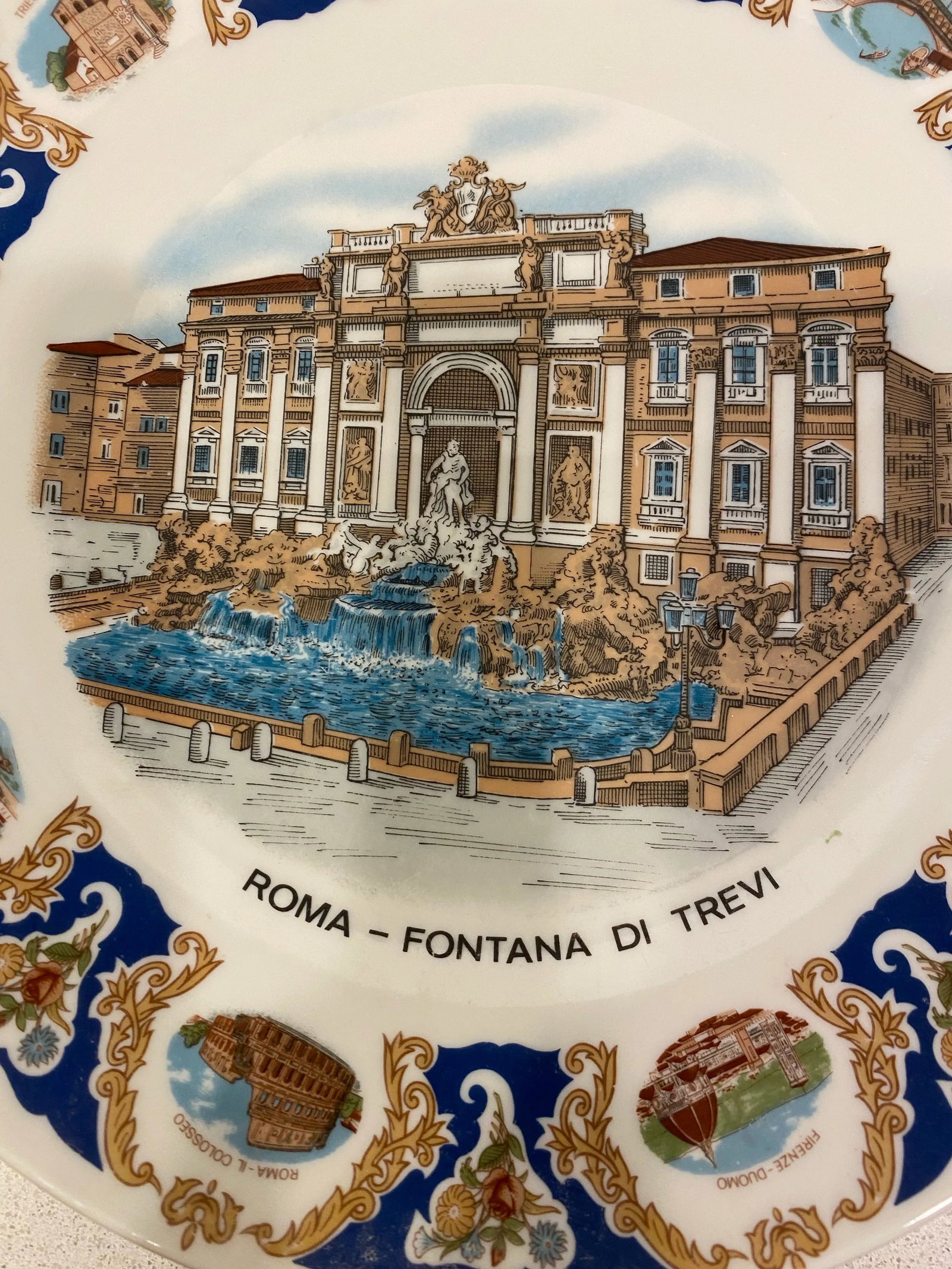 1960s Vintage Richard Ginori Trevi Fountain Decorative Plate - 3