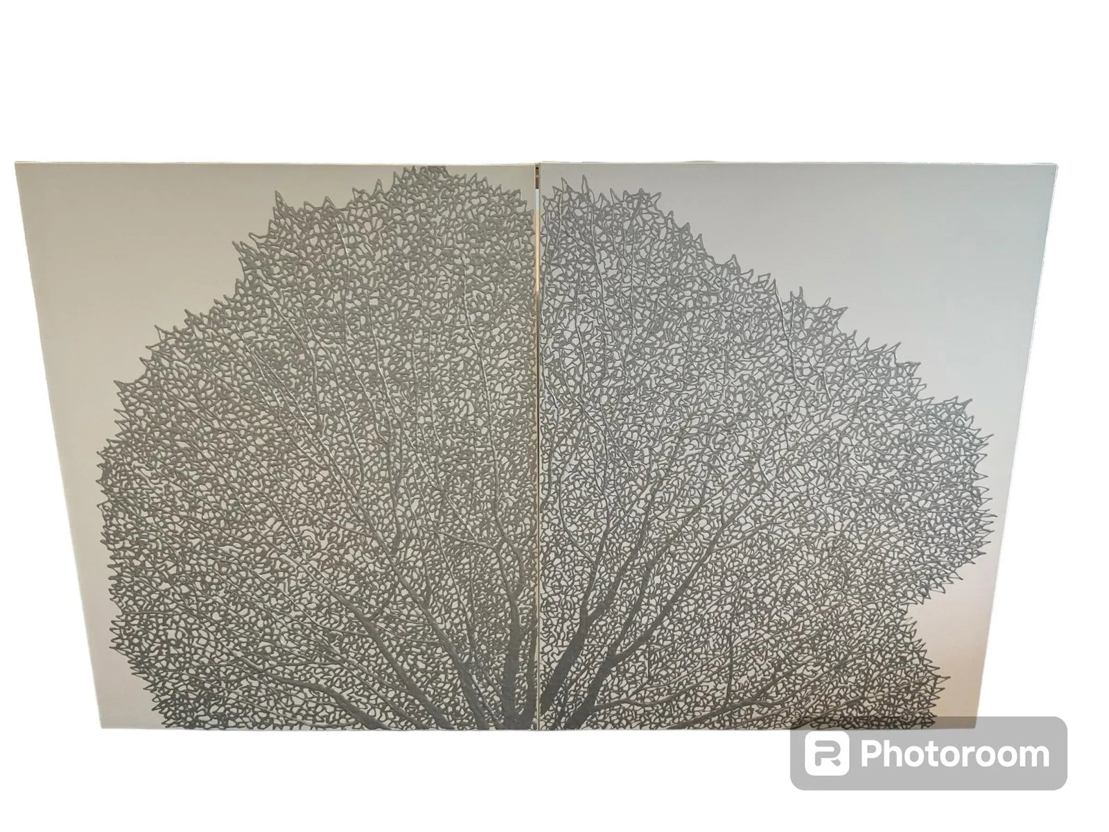 Pair of Silver Coral Canvases - 2