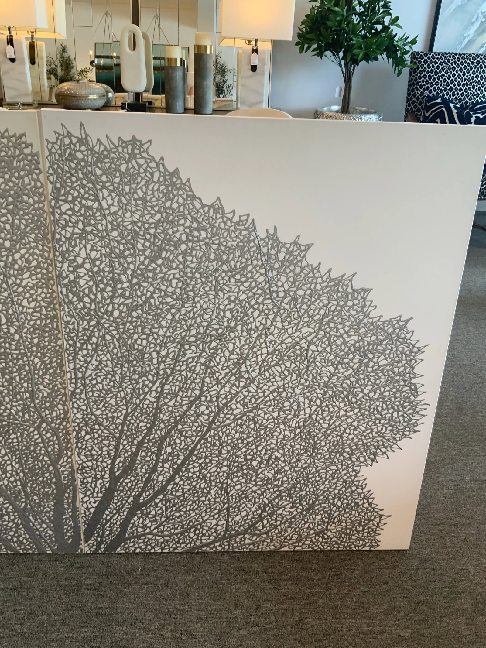 Pair of Silver Coral Canvases - 3