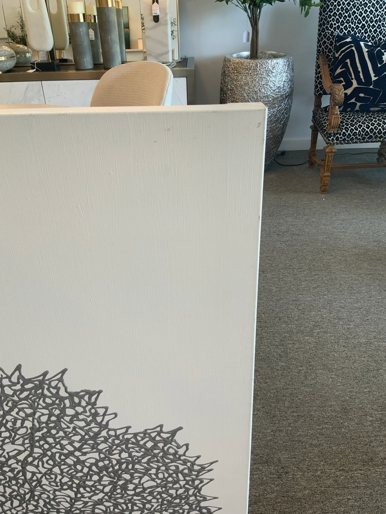 Pair of Silver Coral Canvases - 6