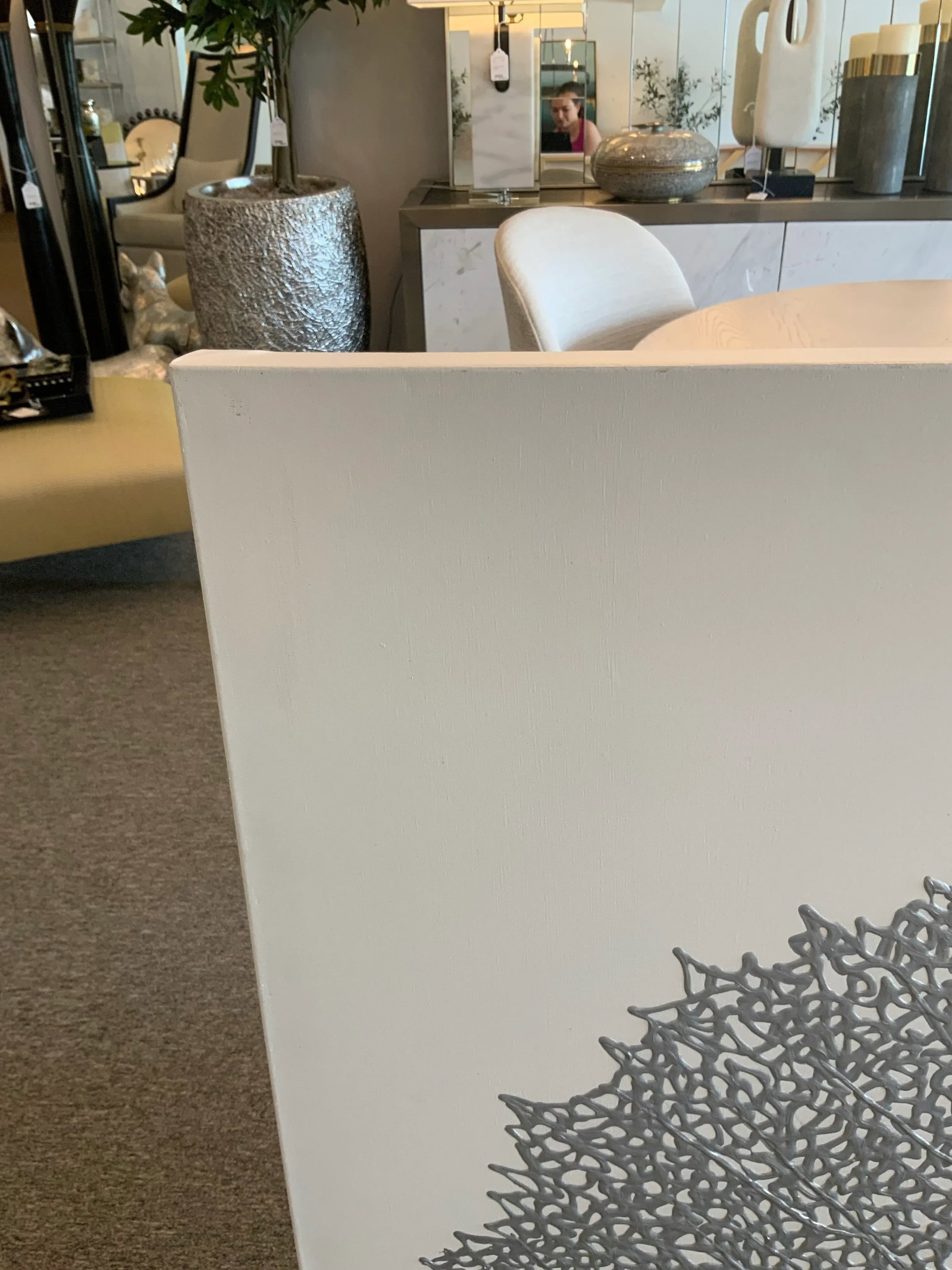 Pair of Silver Coral Canvases - 8